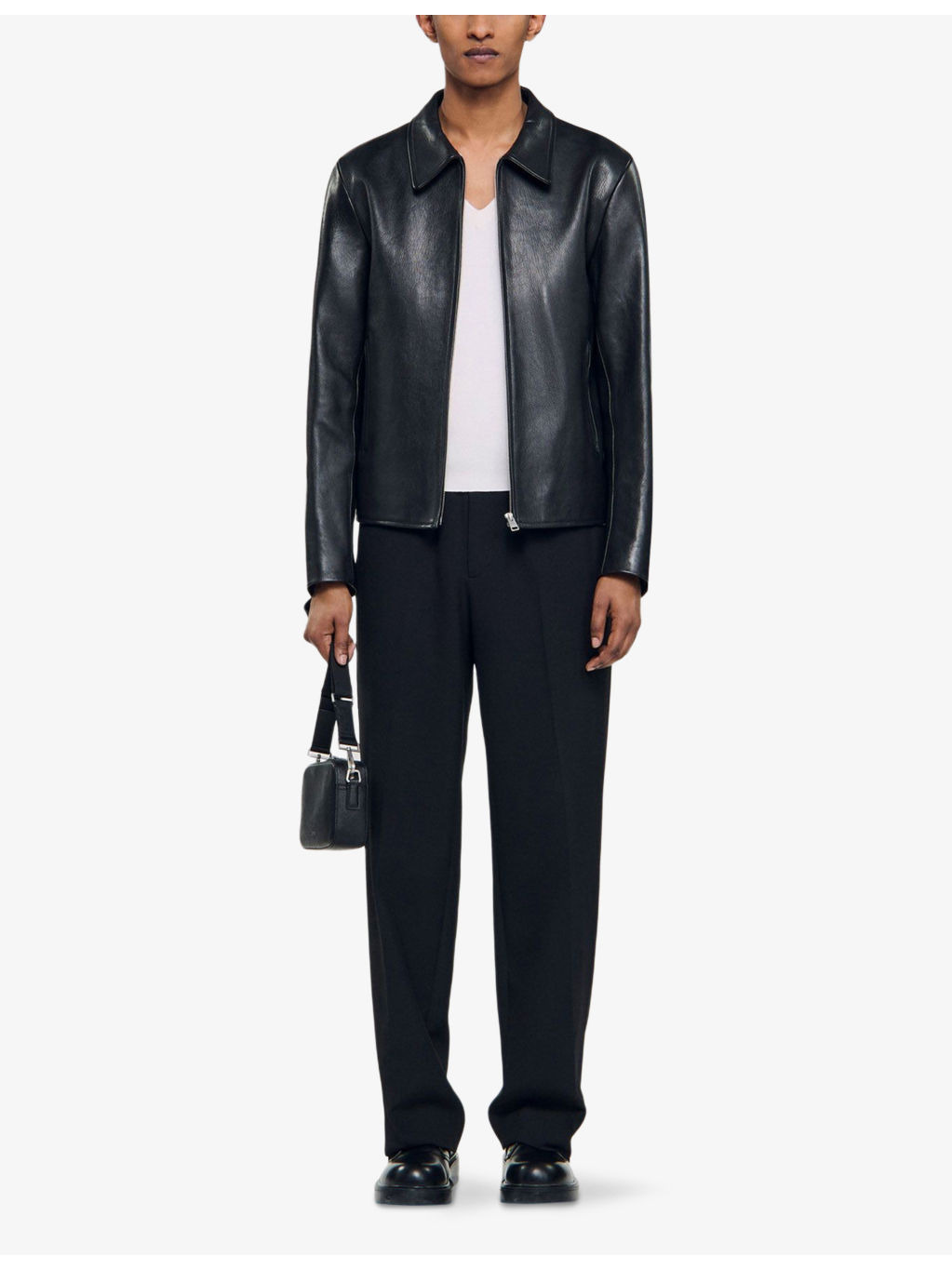 Side-Pocket Zip-Up Leather Jacket - 2