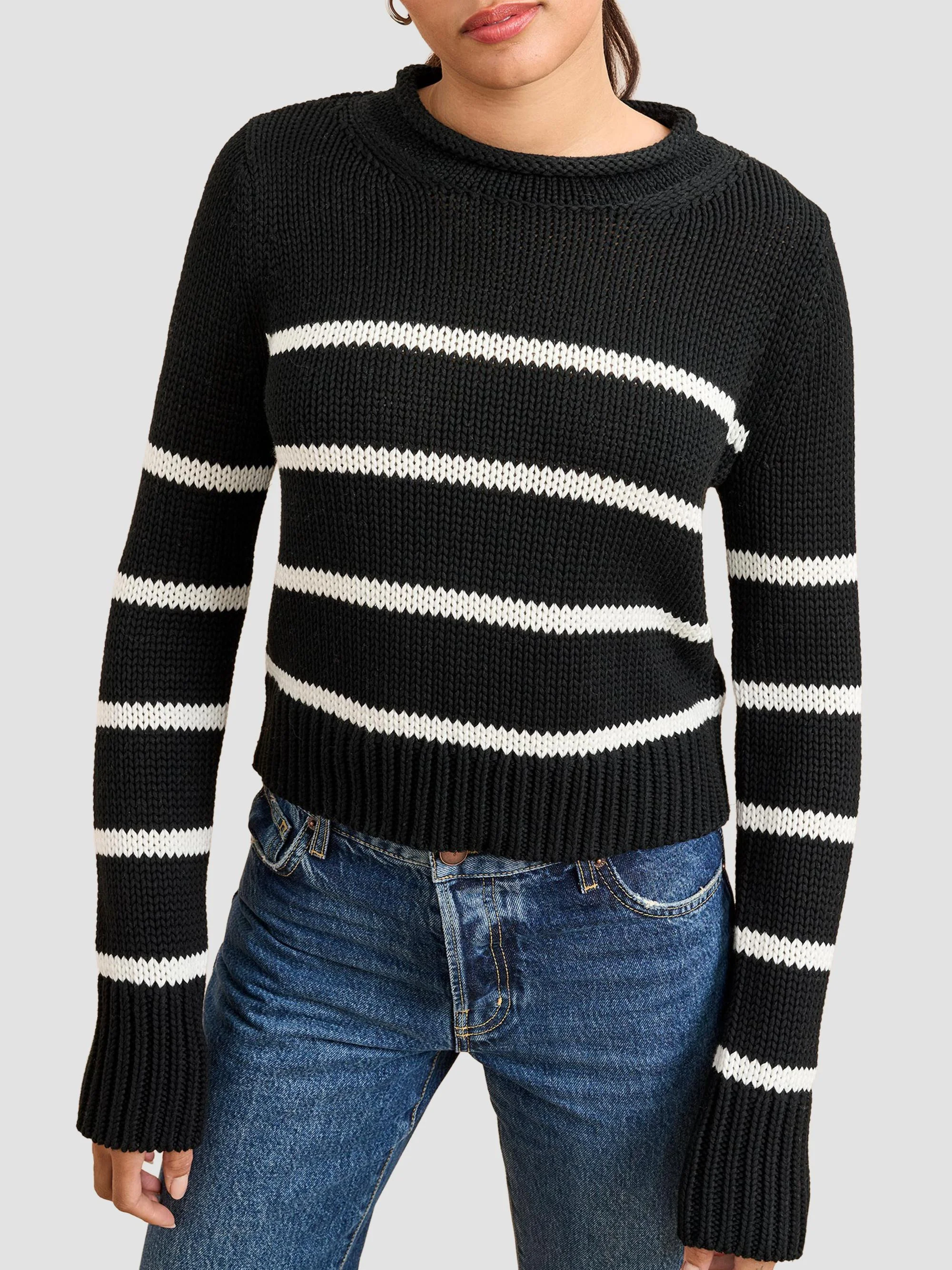 Women's Mini Marina Sweater - Black Cream - 1