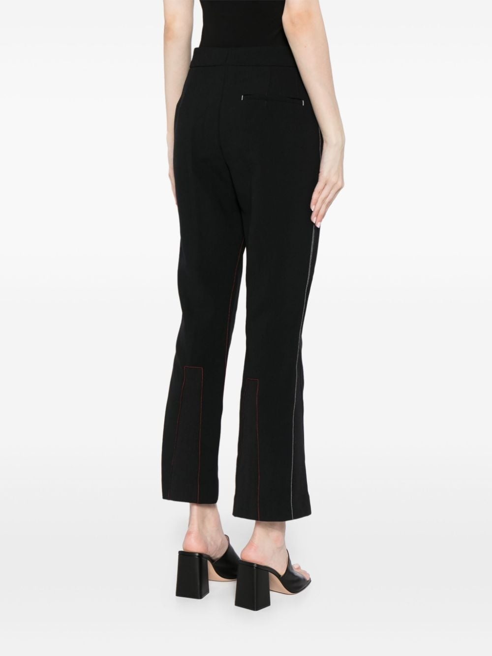 contrast-stitching flared trousers - 4
