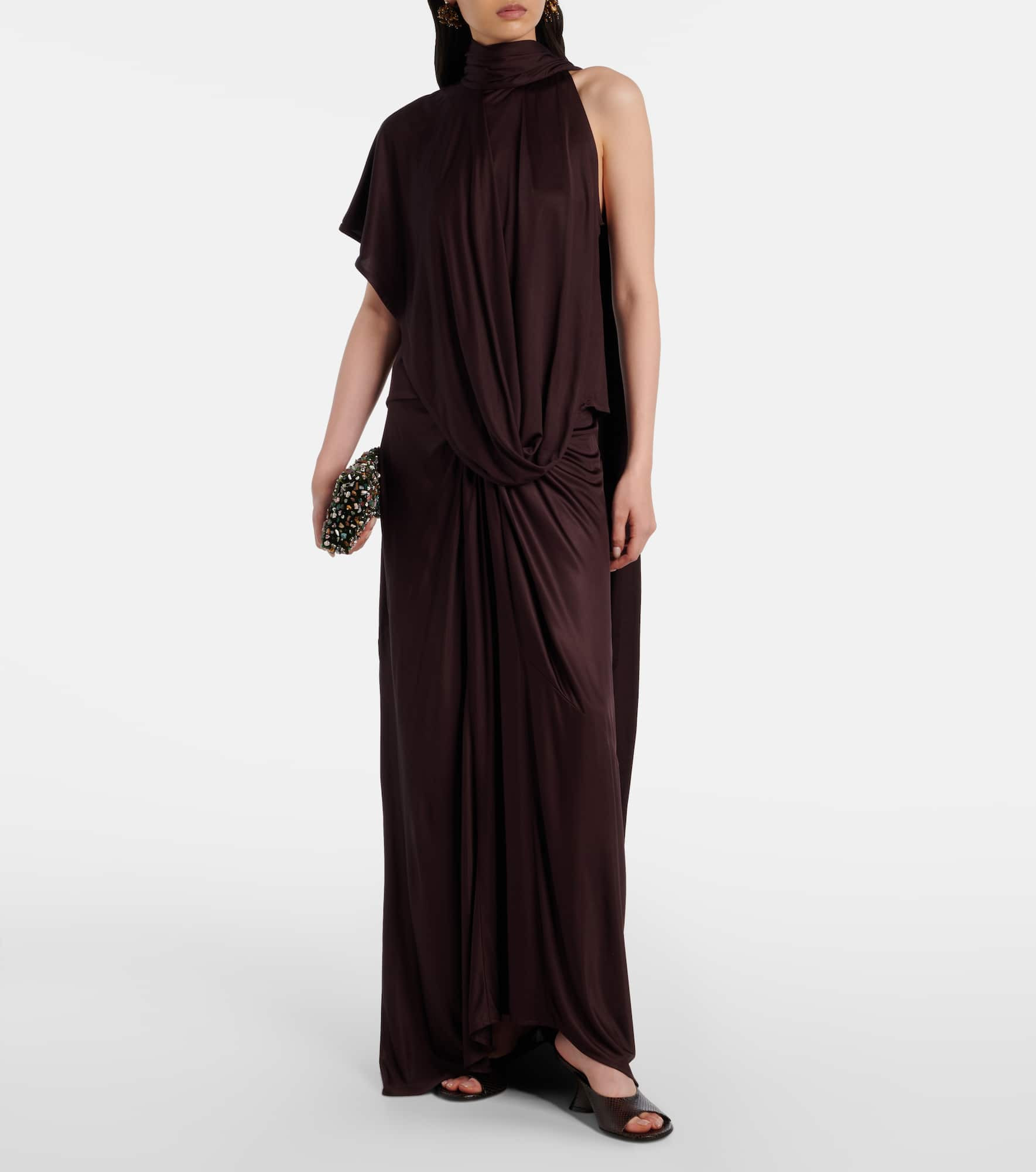 Scarf-detail draped satin top - 2