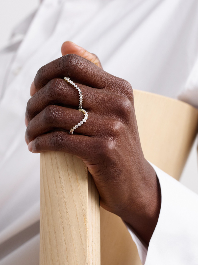 Yvonne Léon Double Bague Vague Set Of Two 18-karat Gold Diamond Rings outlook