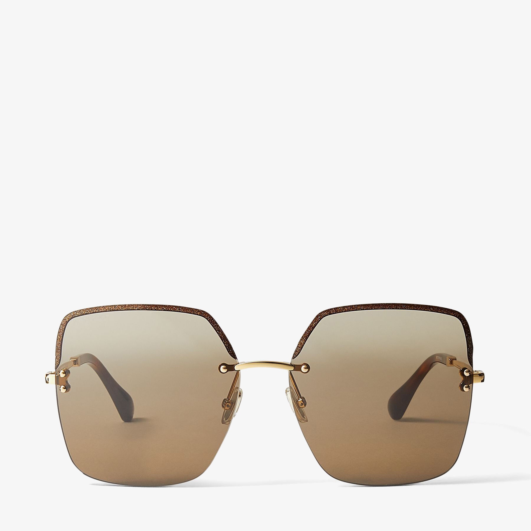 Tavi
Gold-Brown Square-Frame Sunglasses with Glitter Lenses - 1