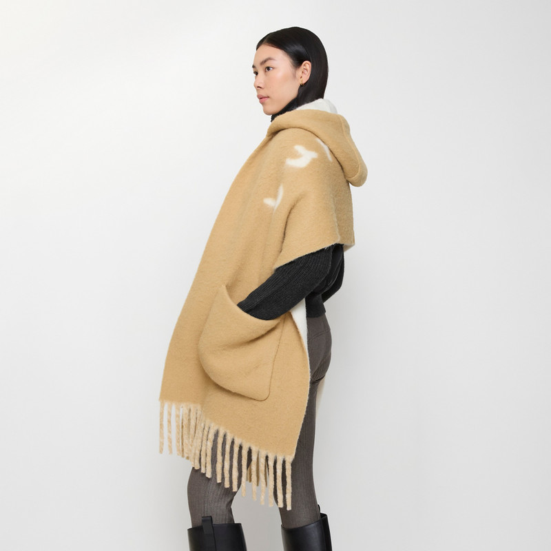 Logo Alpaca Wool Blend Hooded Scarf 4