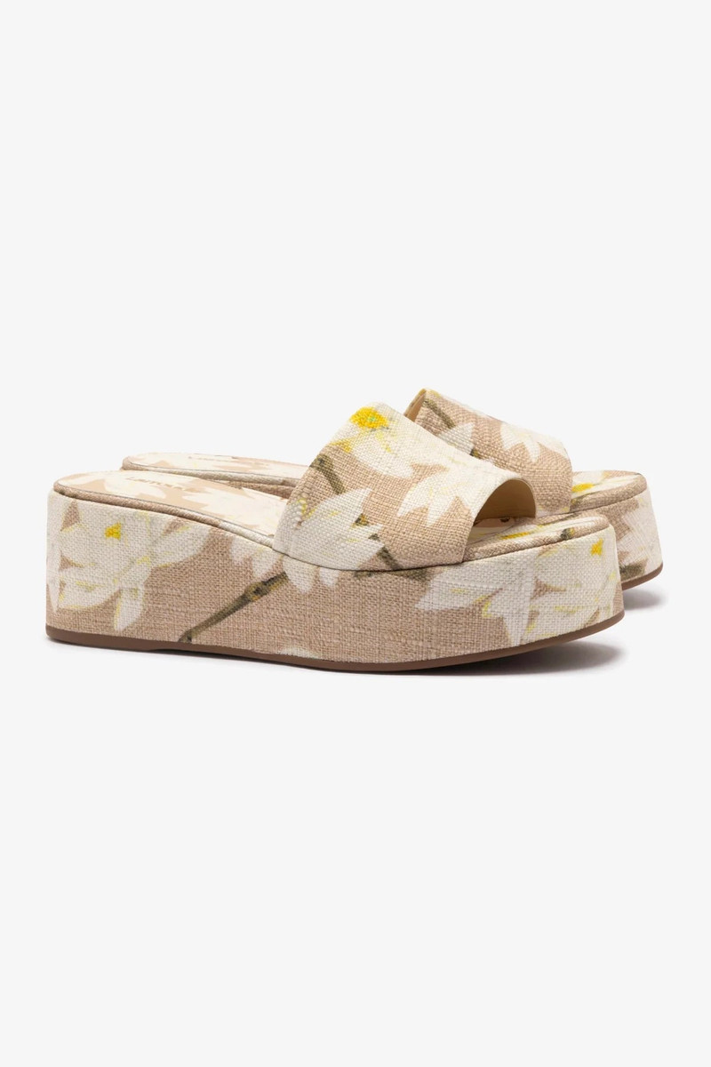 Alex Flatform Mule In Beige Printed Raffia 3