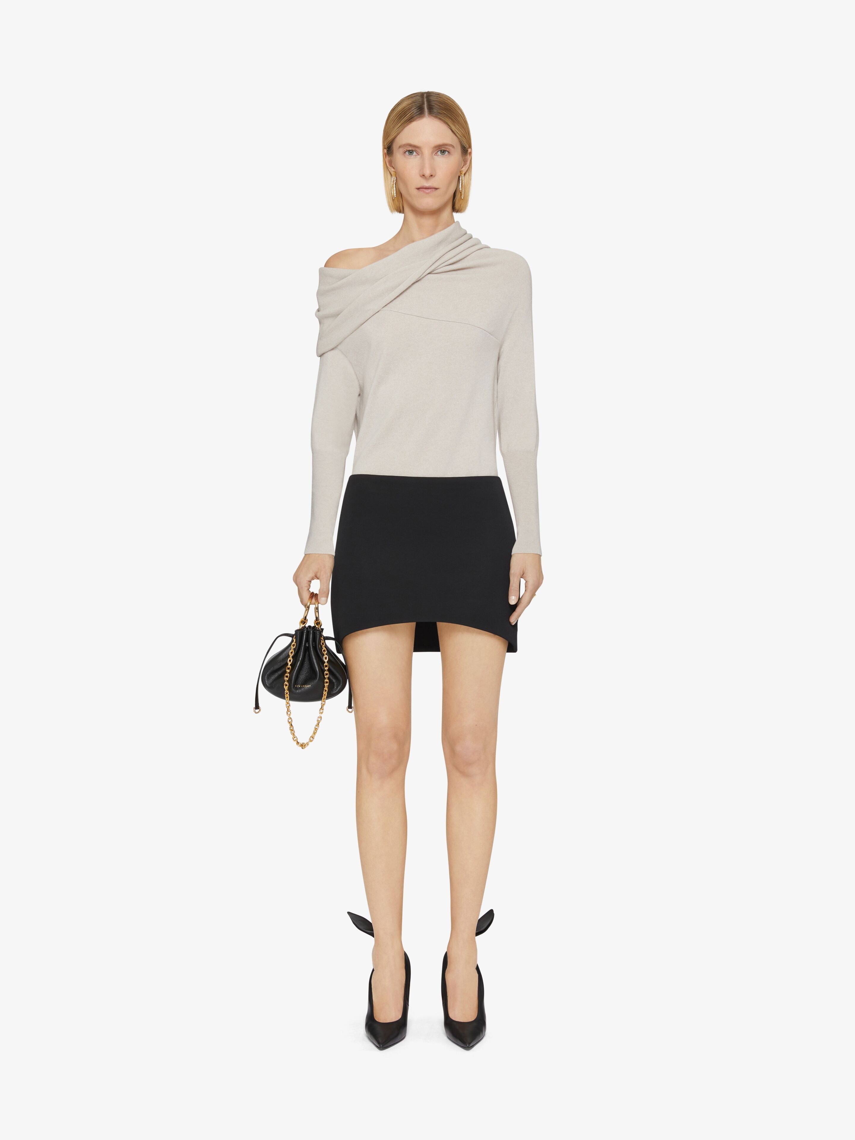 ASYMMETRIC DRAPED SWEATER IN WOOL AND CASHMERE - 2