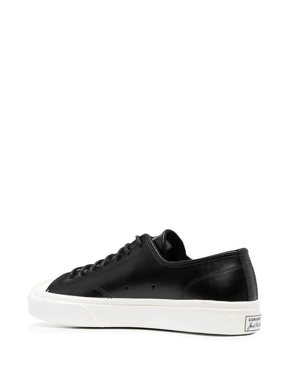 lace-up low-top leather trainers - 3