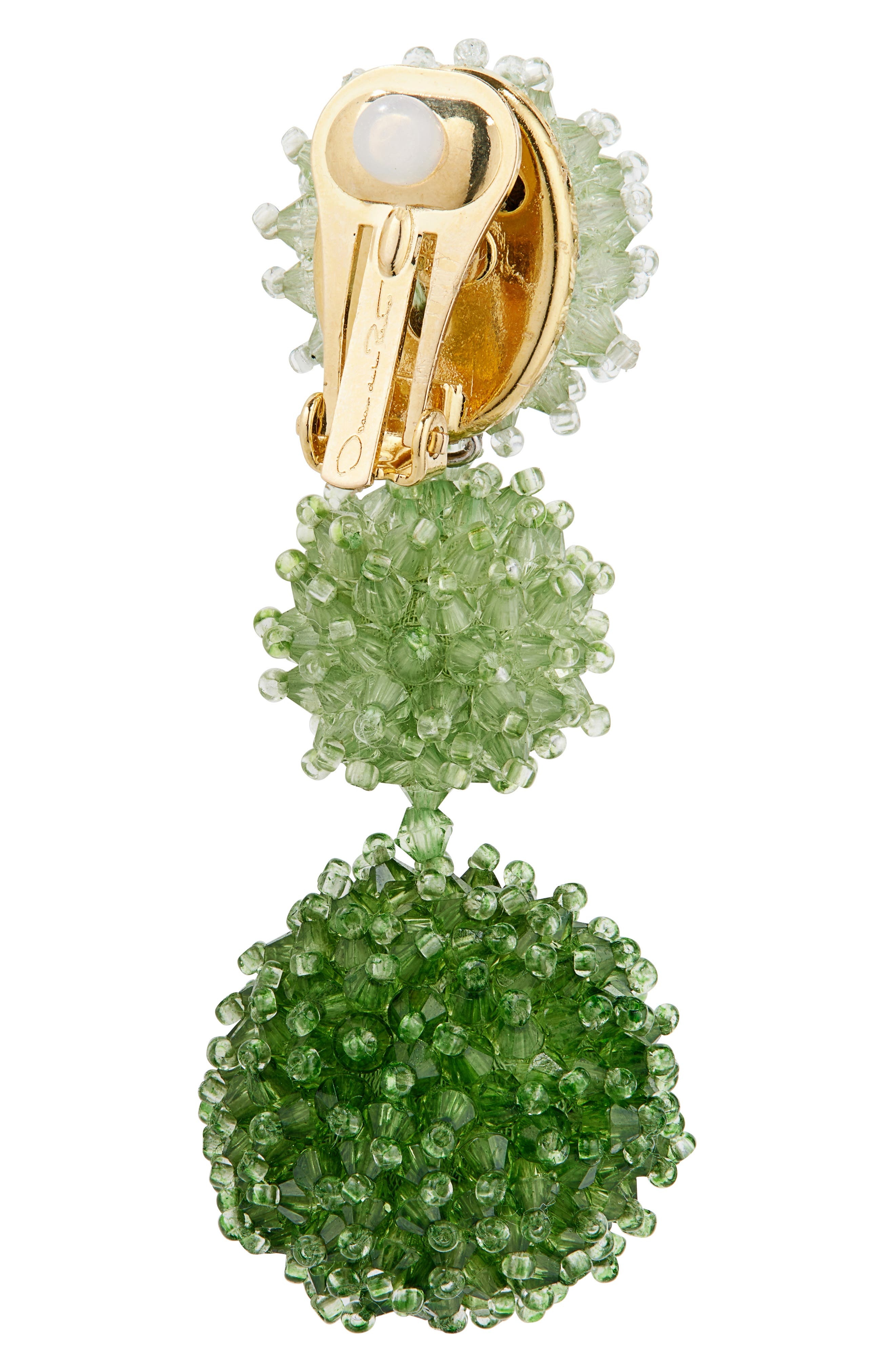 Oscar de la Renta Triple Pompom Beaded Drop Earrings in Green Multi at Nordstrom - 4