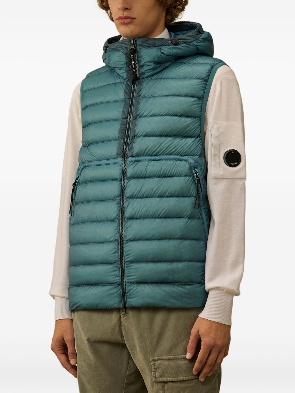hooded quilted down gilet - 3