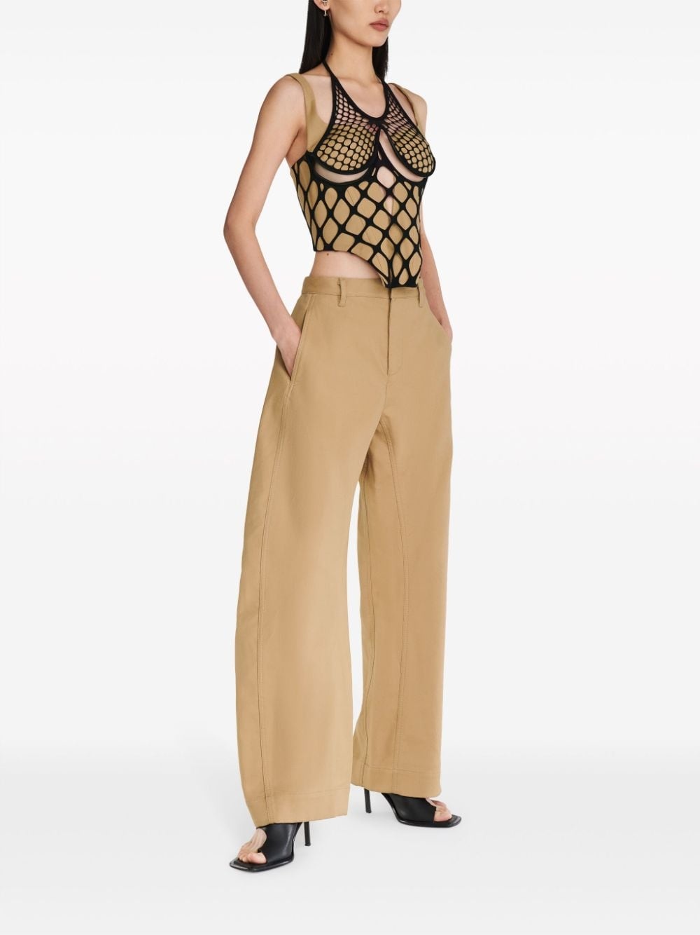 fishnet wire organic cotton-blend top - 2