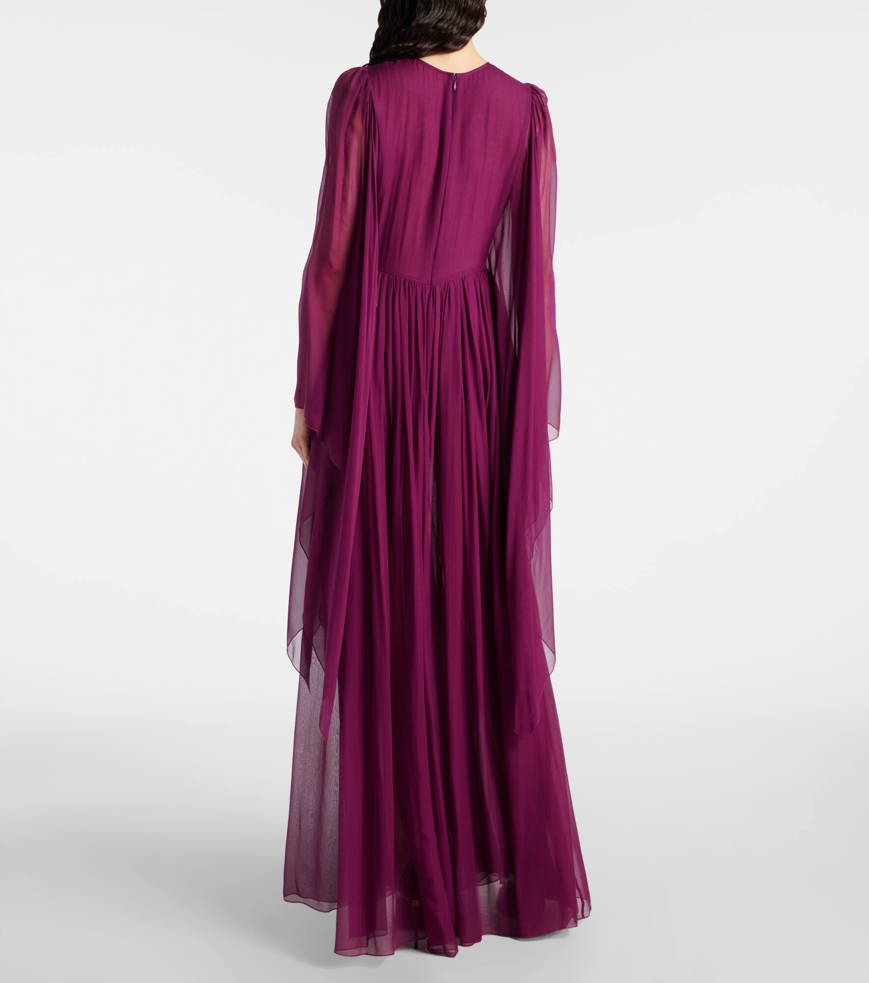 Gathered silk chiffon gown - 3