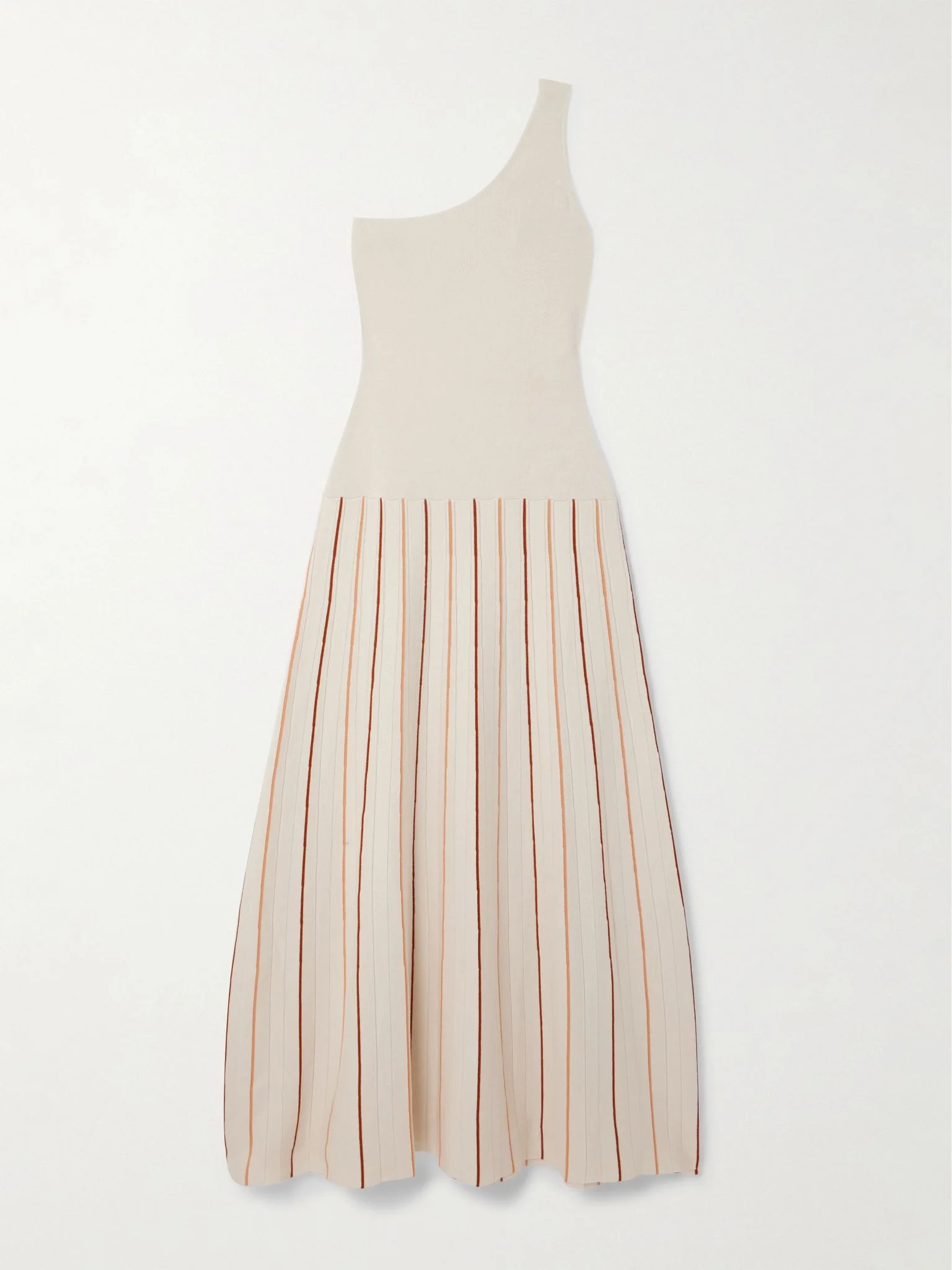 Manglar one-shoulder striped organic cotton maxi dress Ivory - 1