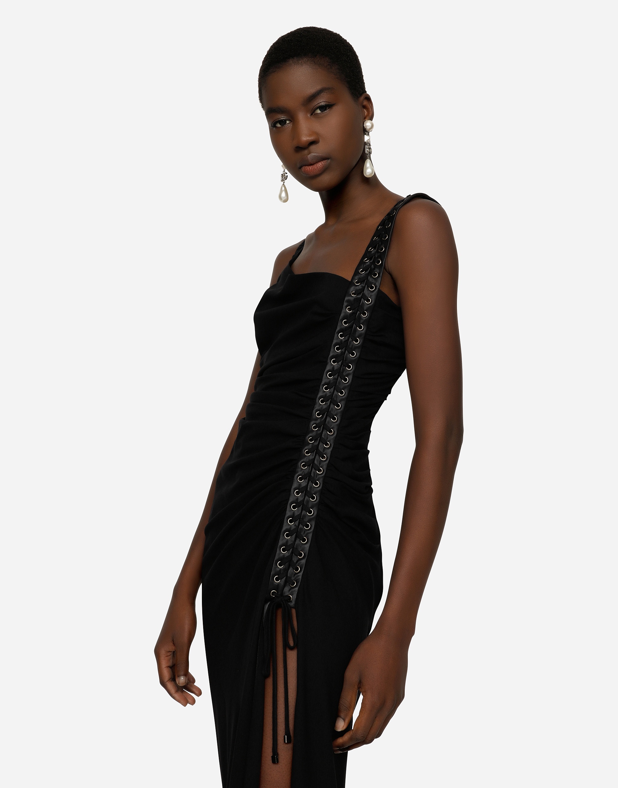 Sable calf-length dress with laces and eyelets - 2