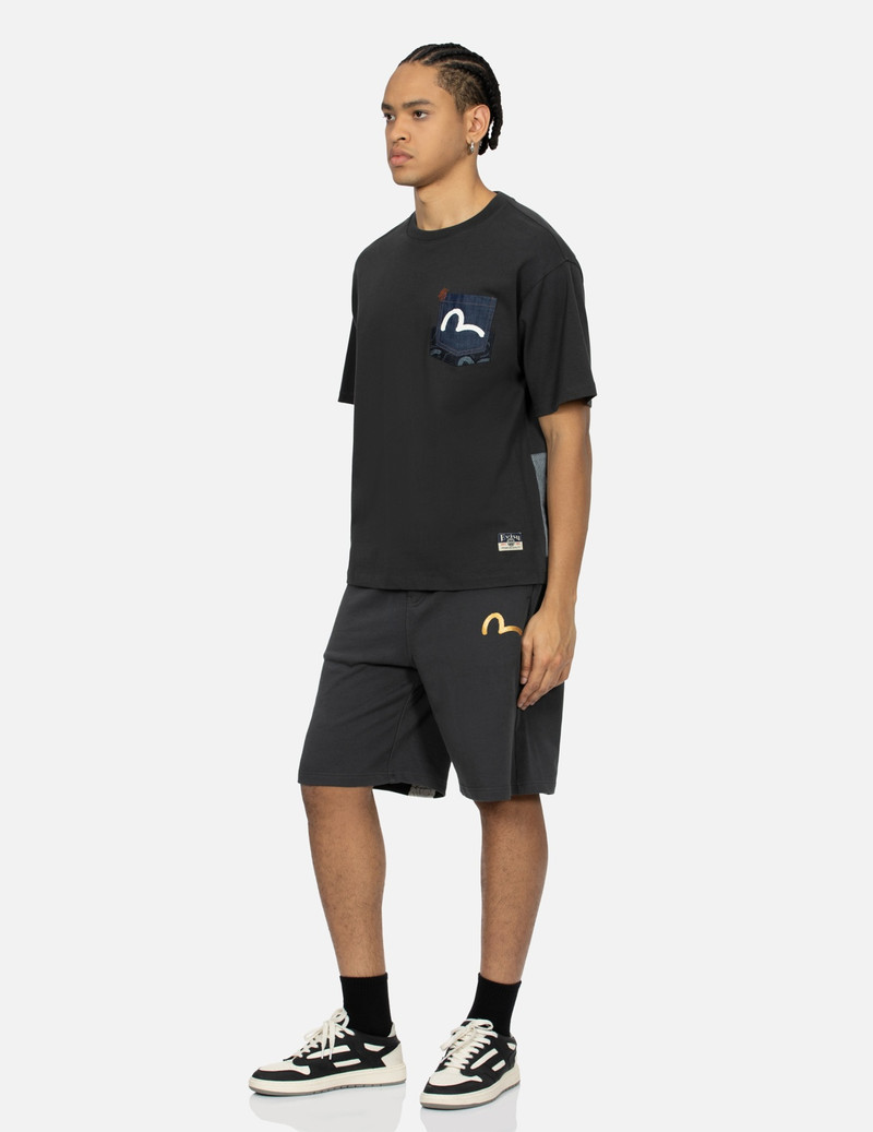 BRUSHSTROKE SEAGULL PRINT AND PATCHWORK RELAX FIT T-SHIRT 3