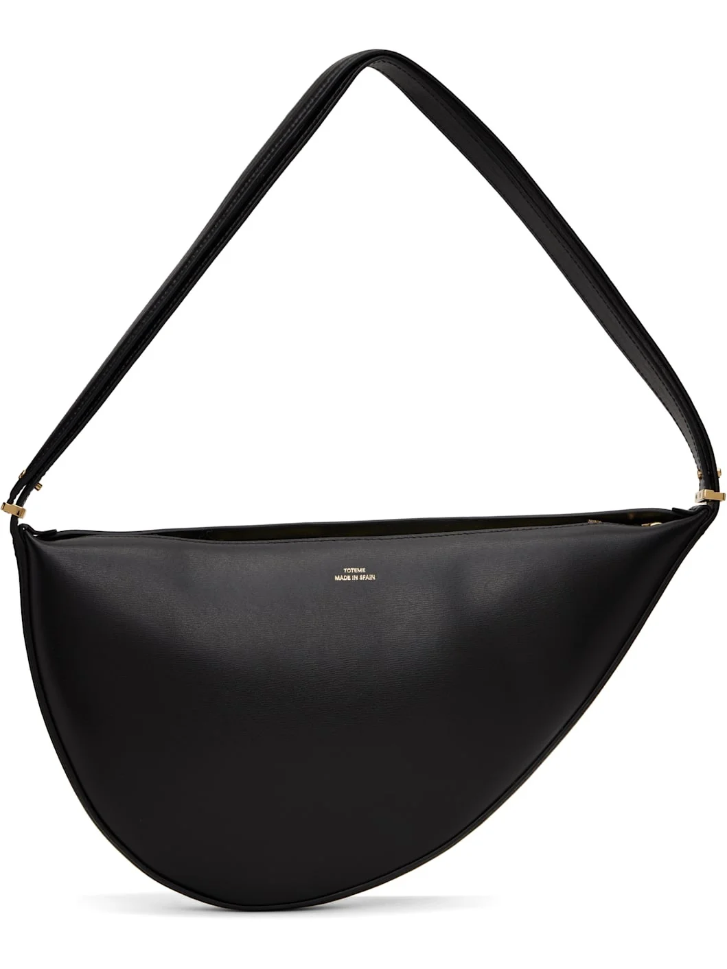 Black Leather Scooped Sling Bag - 1