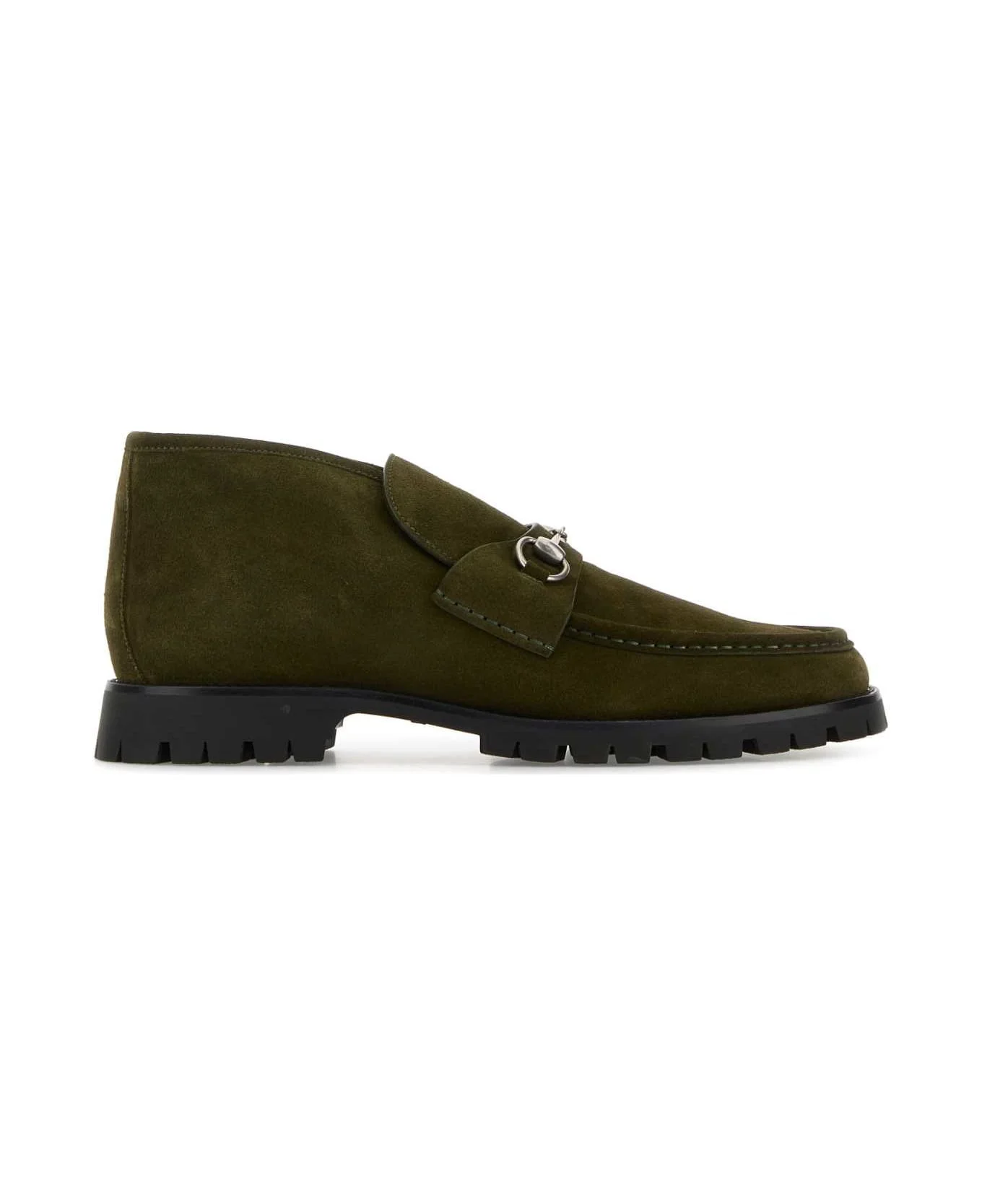 Olive Green Suede Loafers - 1