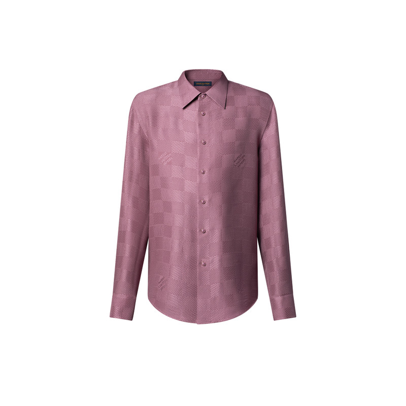 Jacquard Damier Long-Sleeved Silk Shirt 1