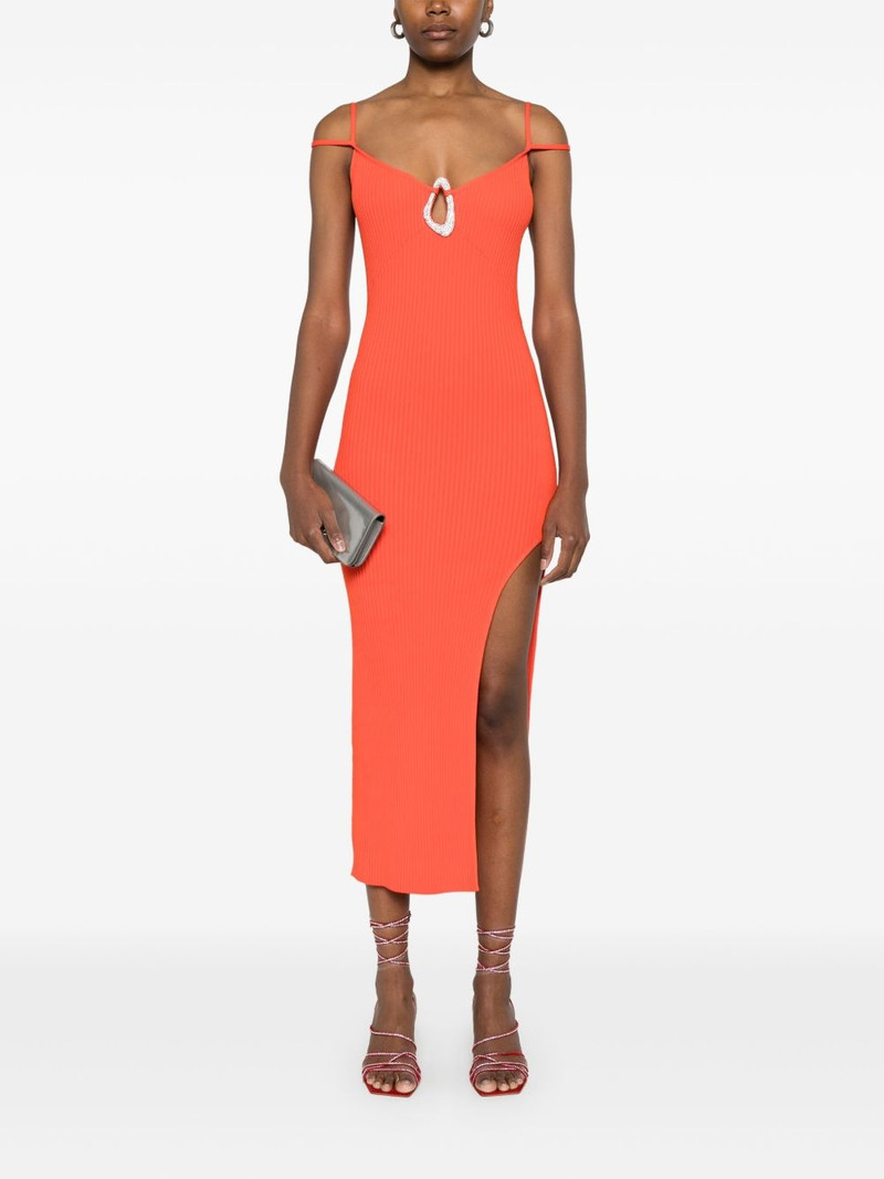 David Koma crystal-buckle knitted maxi dress outlook