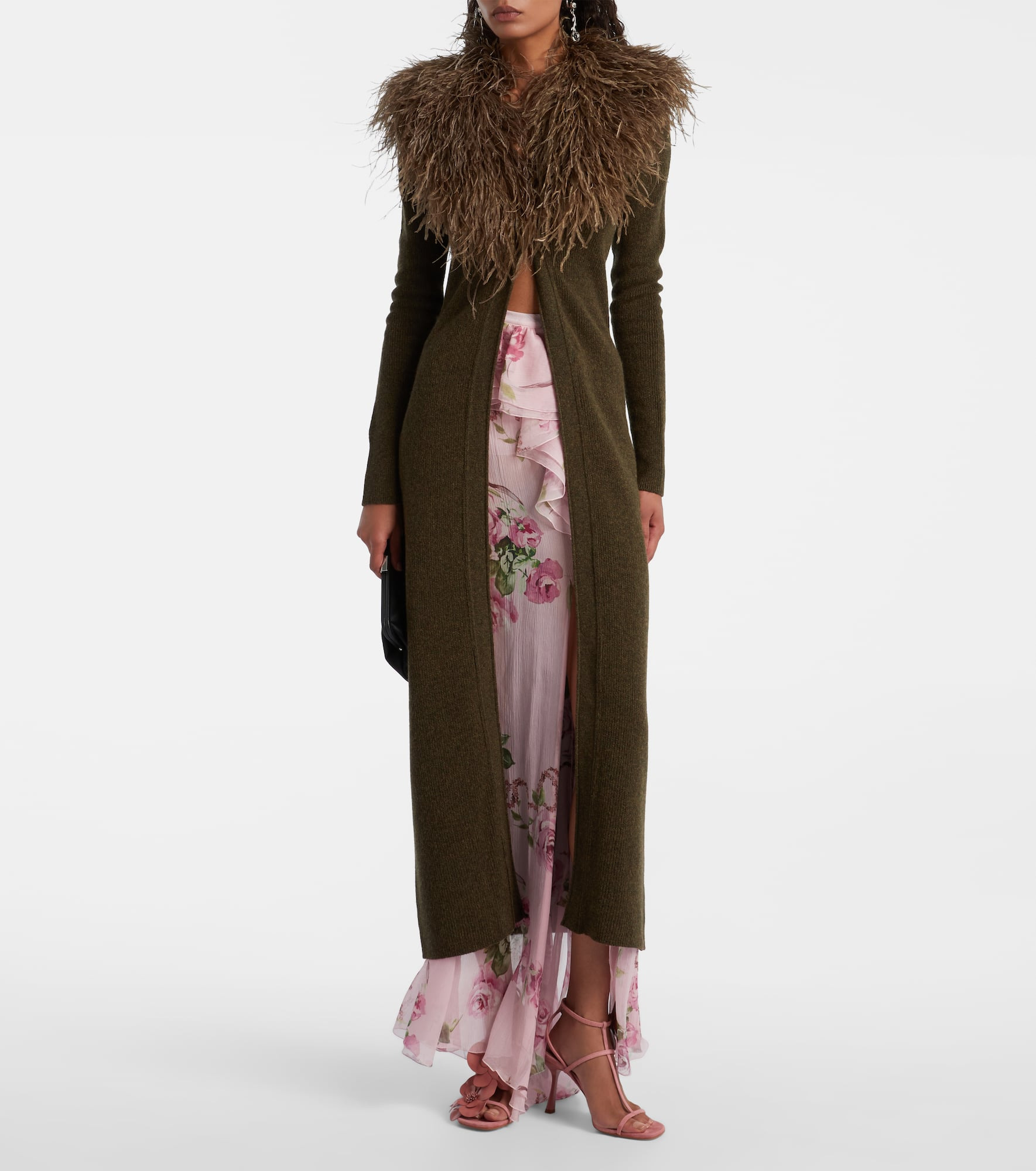 Feather-trimmed wool cardigan - 2