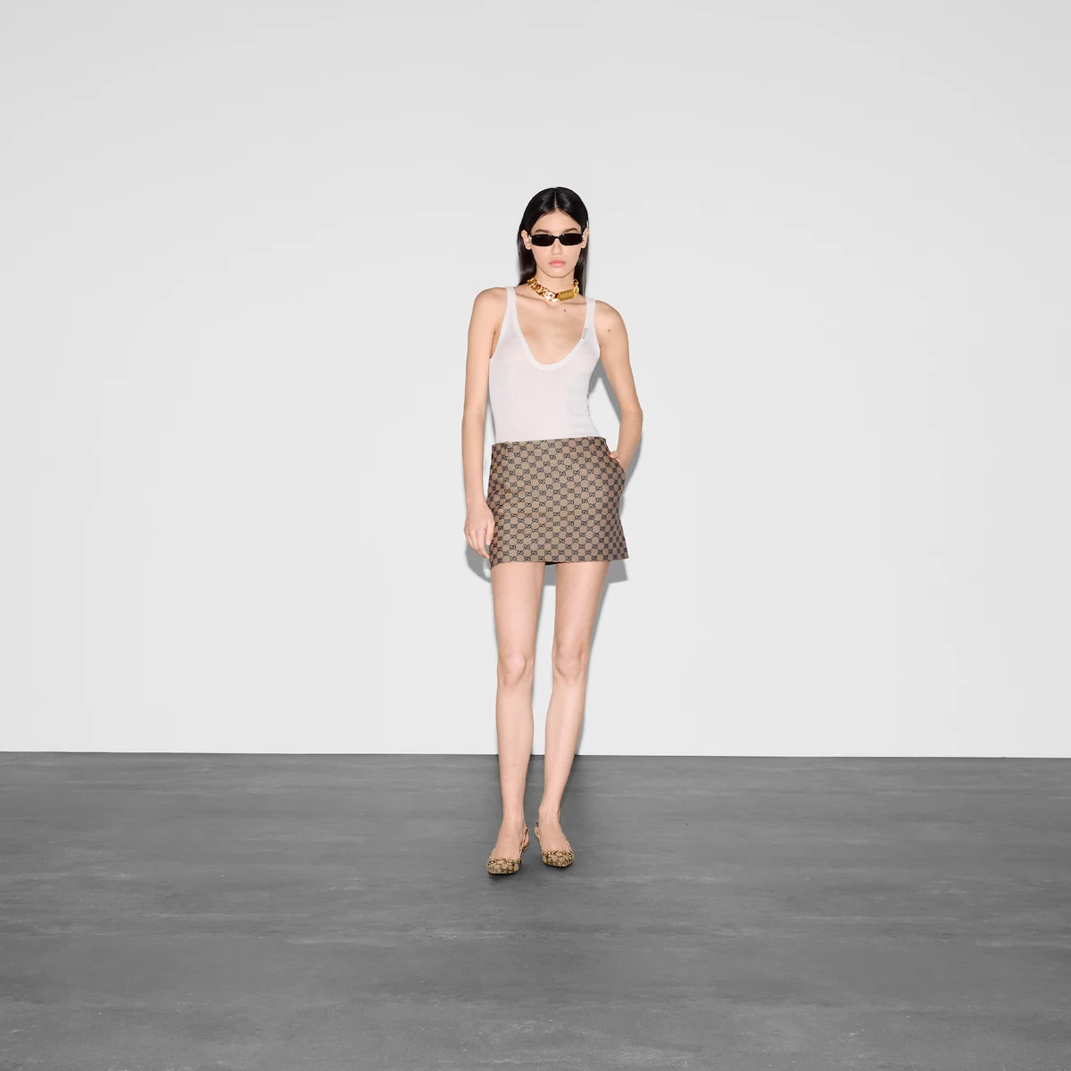 GG linen blend canvas skirt - 2