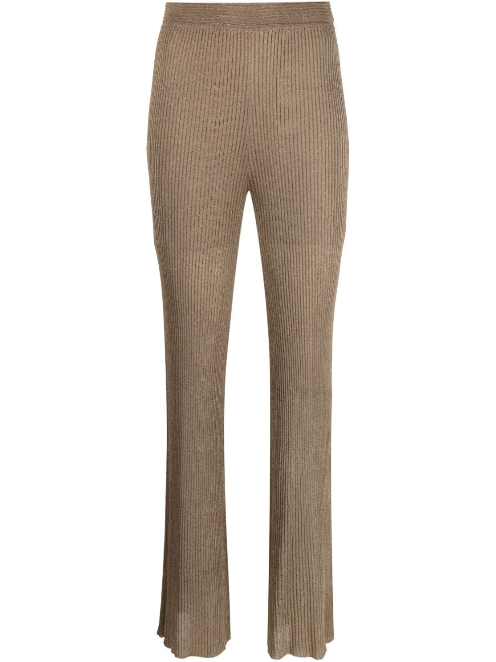 shinny-finish knitted trousers - 1