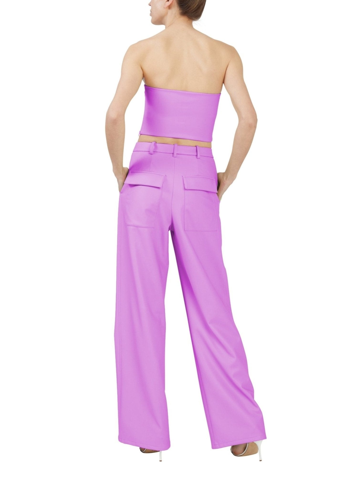 Stretch Faux Leather Tube Top - 2