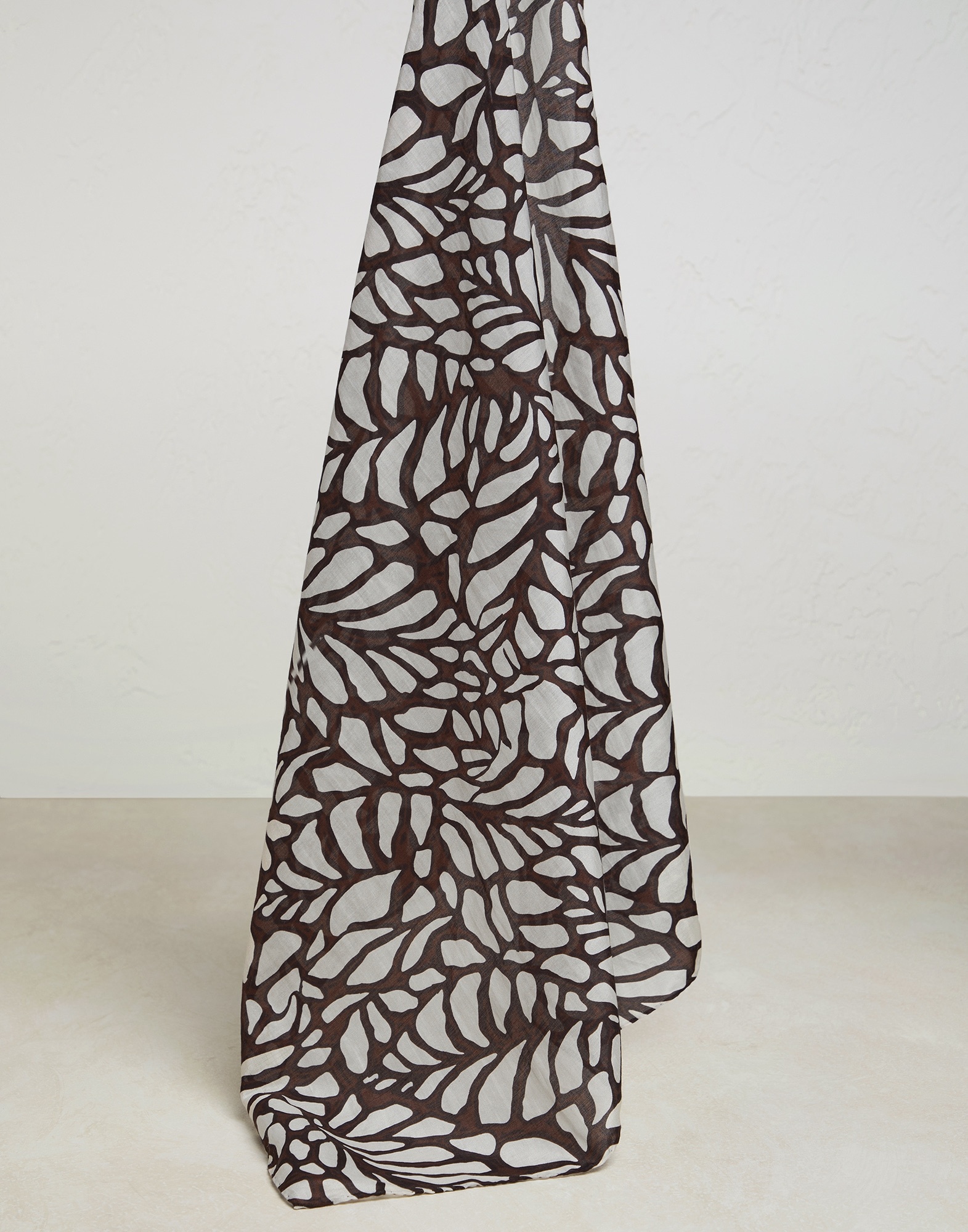 Cotton and silk ramage print foulard - 1