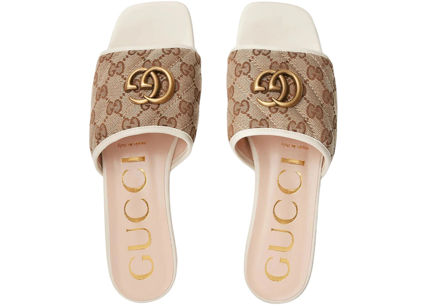 Gucci Double G Slide Sandal White Canvas - 2
