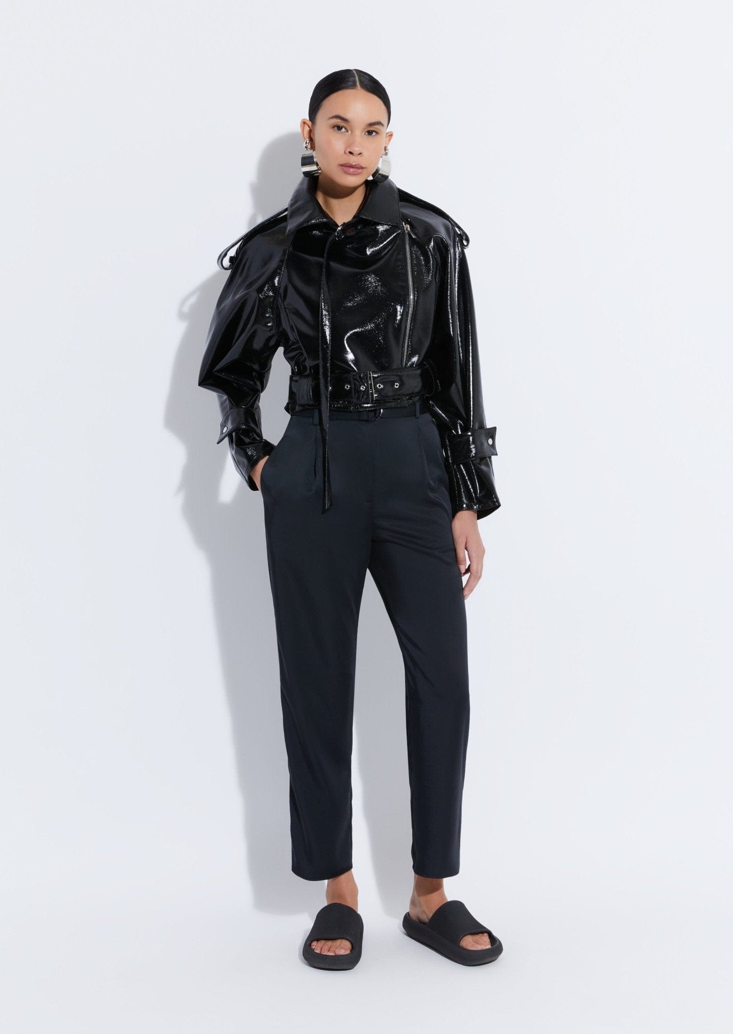 Satin Belted Cropped Pant - 2