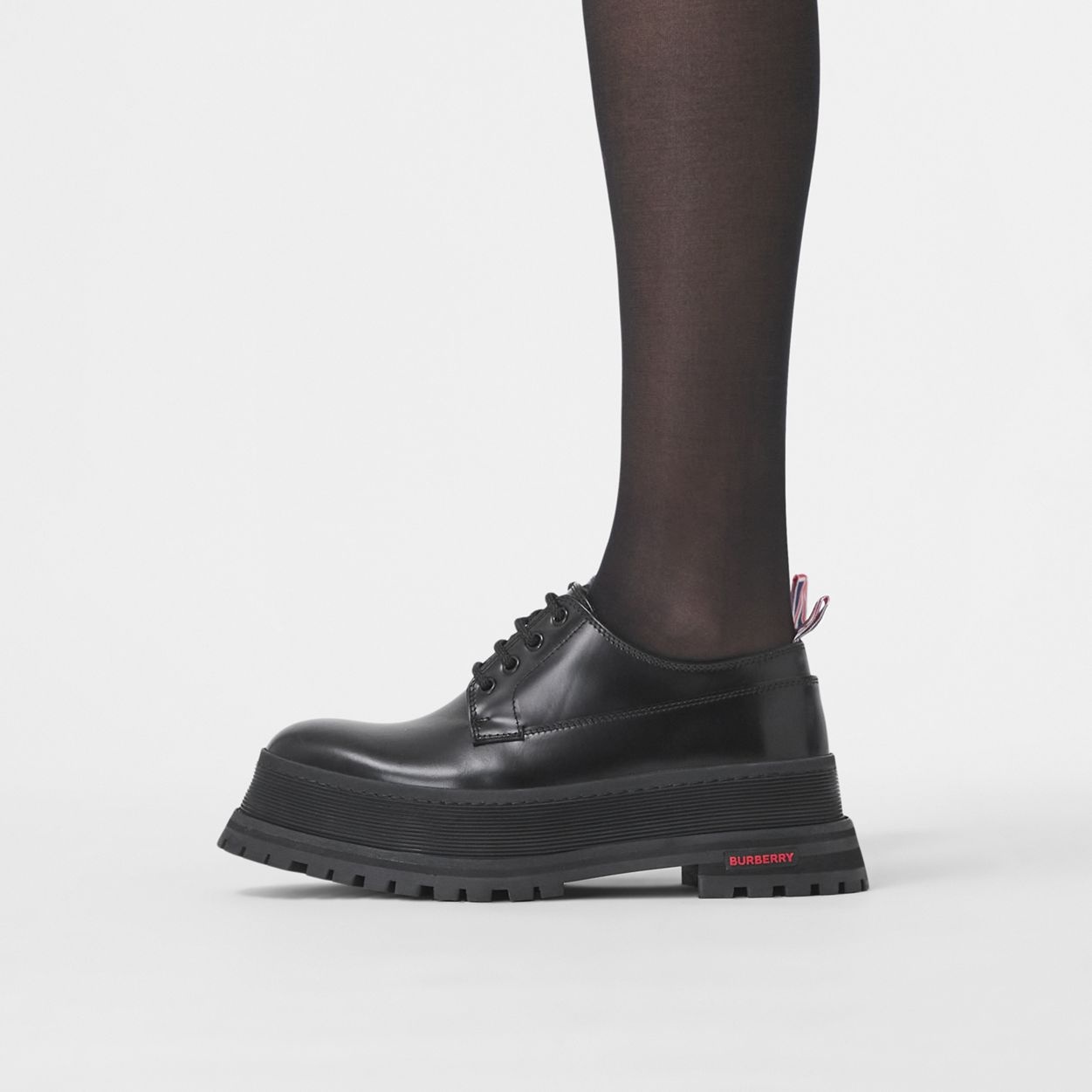Logo Detail Leather Derby Shoes - 4