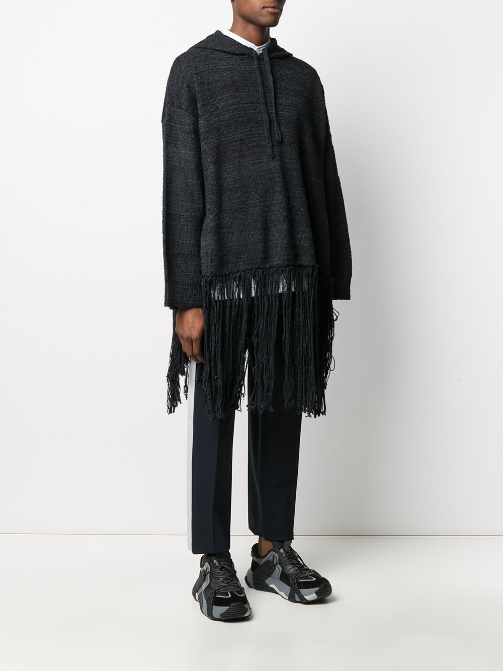 fringed hooded jumper - 3