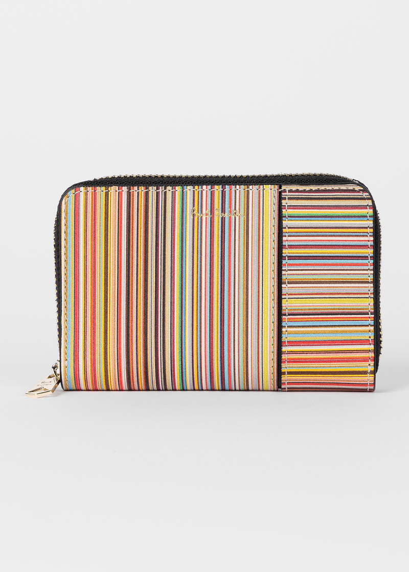 Women's Leather 'Signature Stripe' Small Zip Around Purse 1
