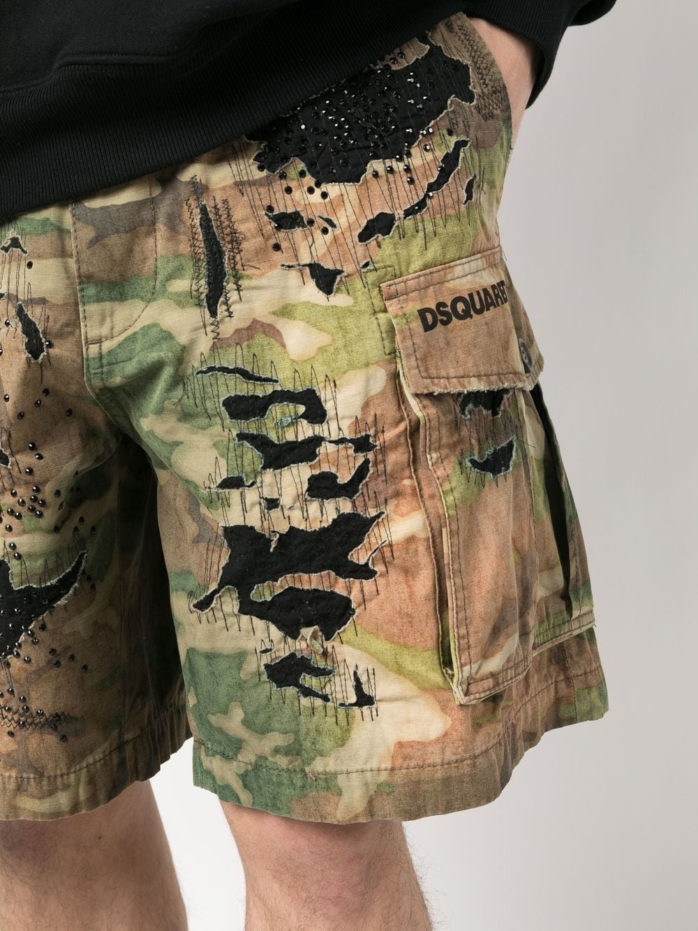 logo-print distressed shorts - 5