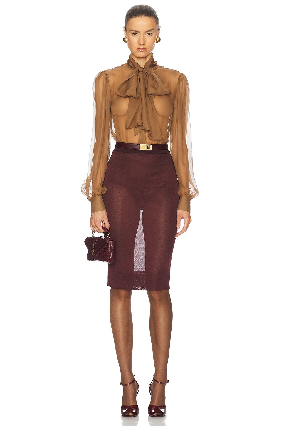 Sheer Long Sleeve Blouse - 4