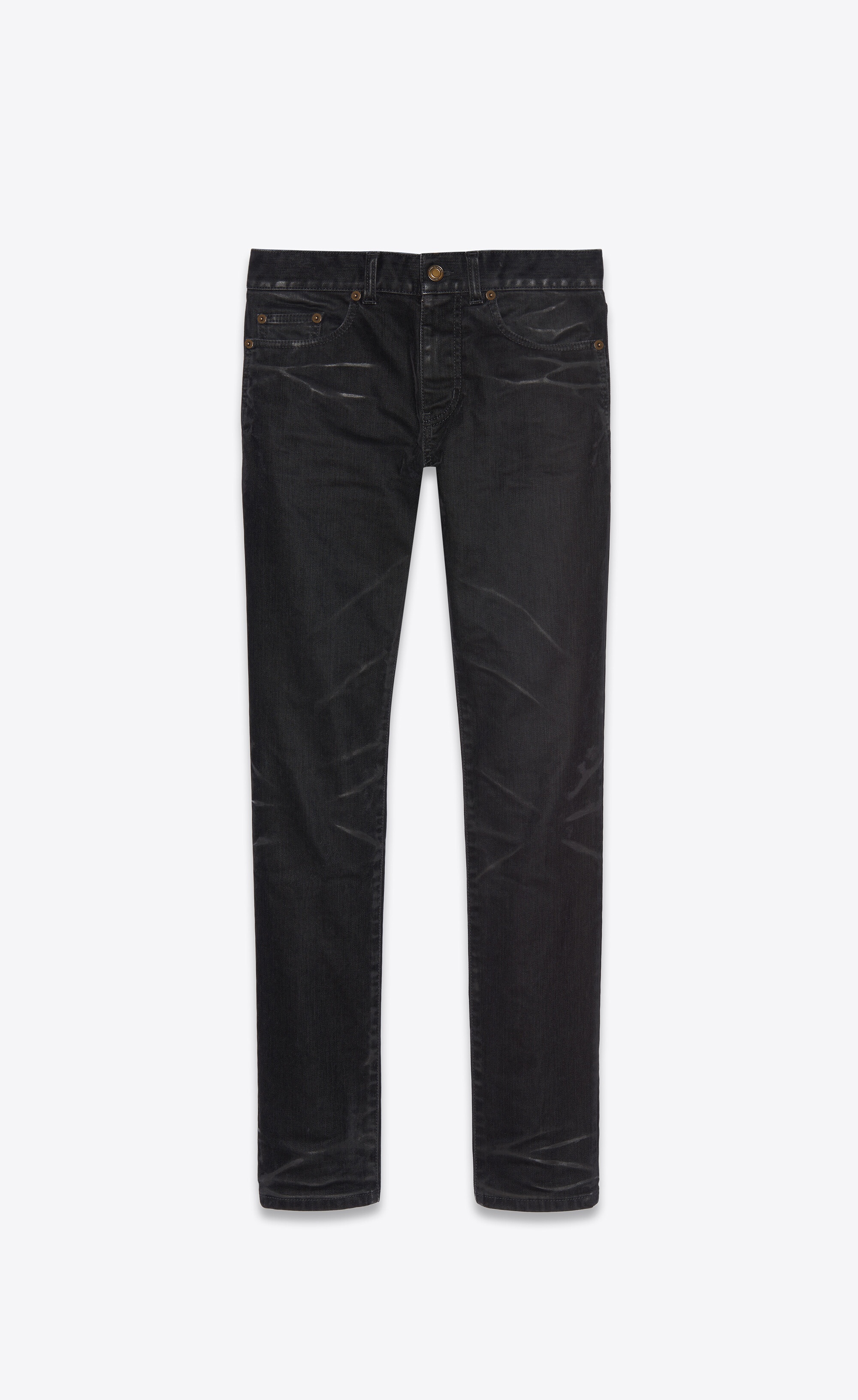 skinny jeans in lightly coated black stretch denim - 1