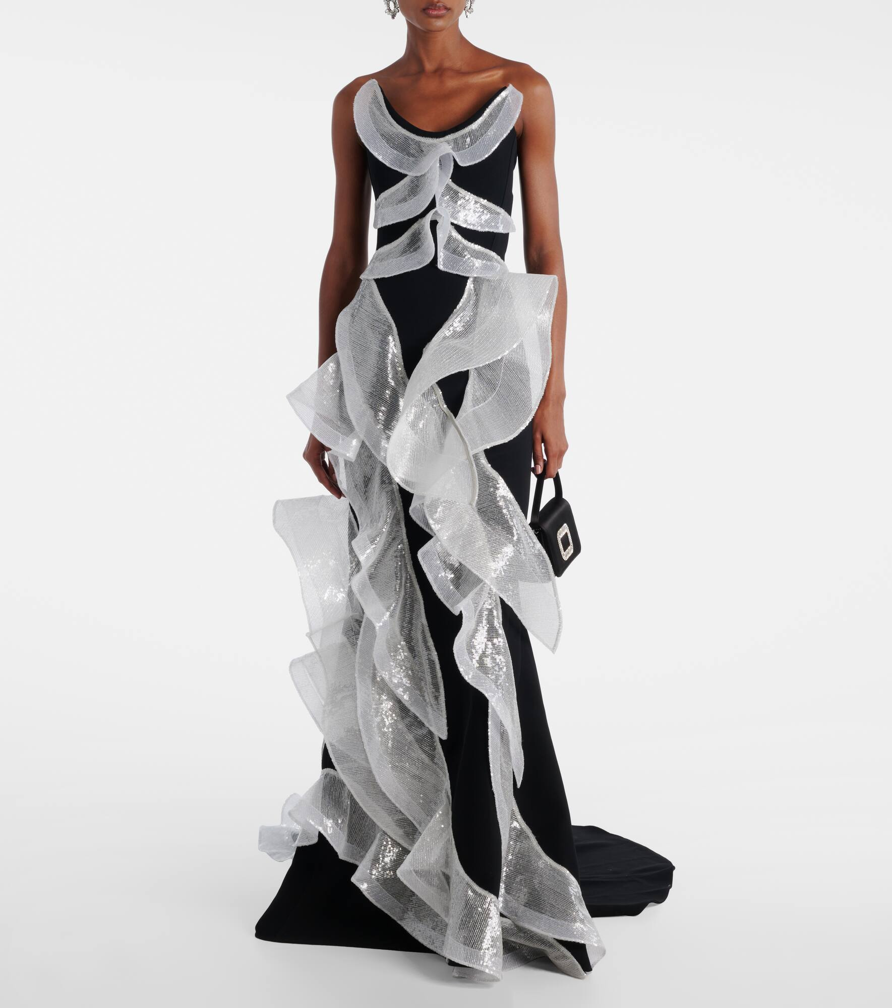 Refraction sequined ruffled gown - 2