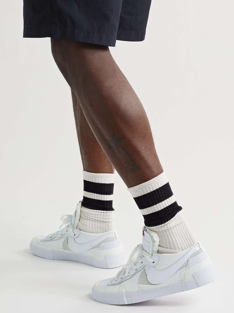 Nike + Sacai Blazer Low Suede-Trimmed Leather Sneakers outlook