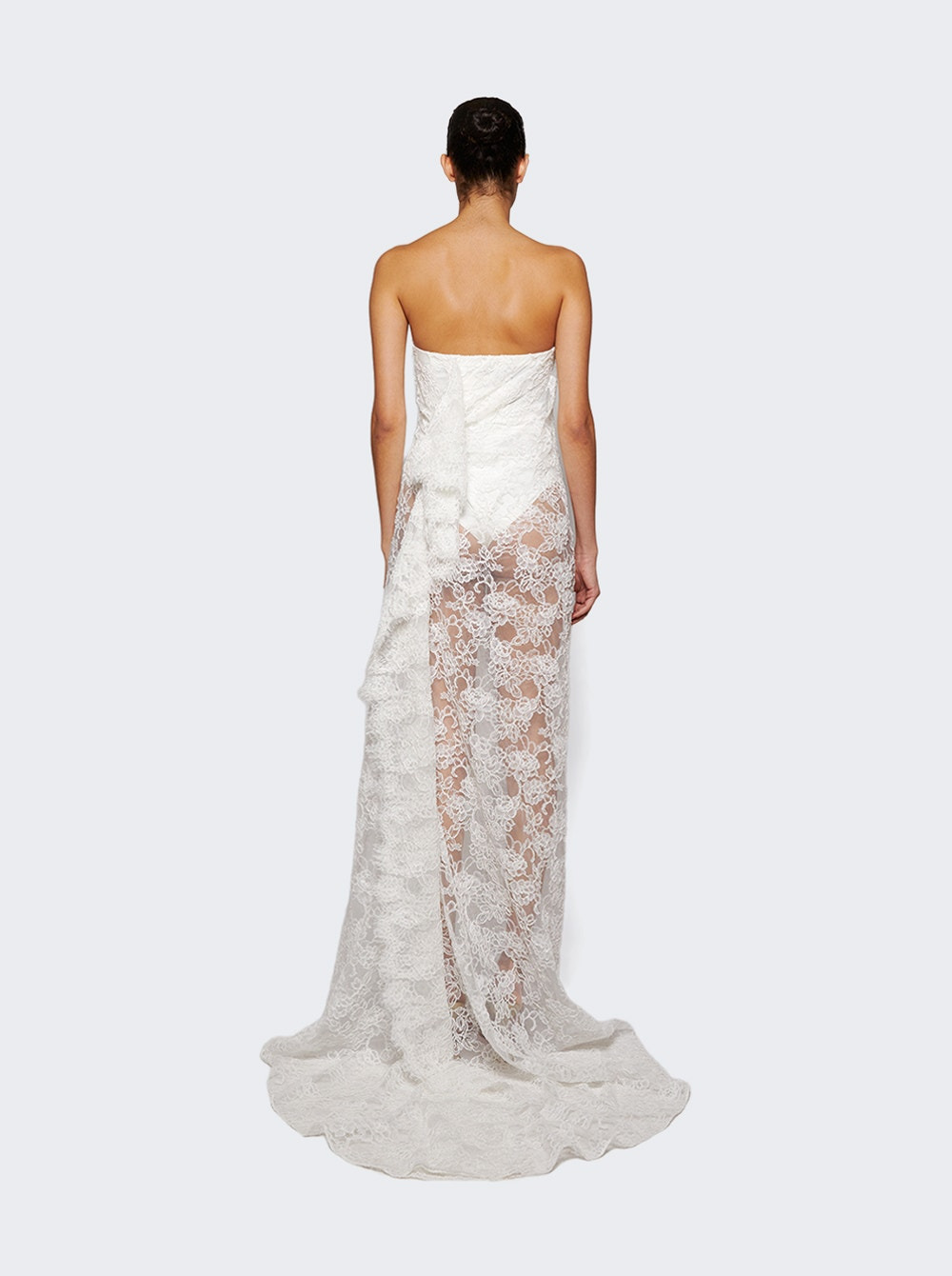 Floating Lace Strapless Gown White - 4