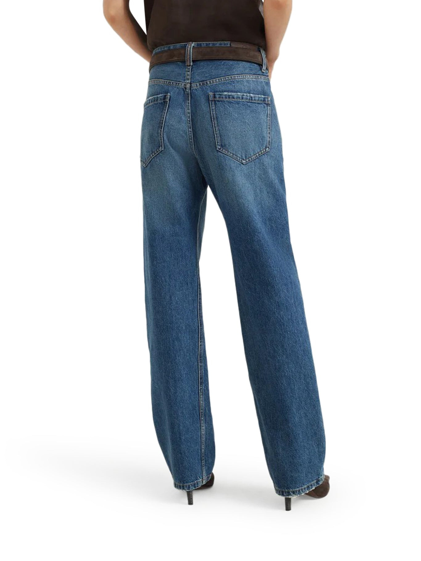 COLUMN PANTS IN AUTHENTIC DENIM WITH MONILE - 4