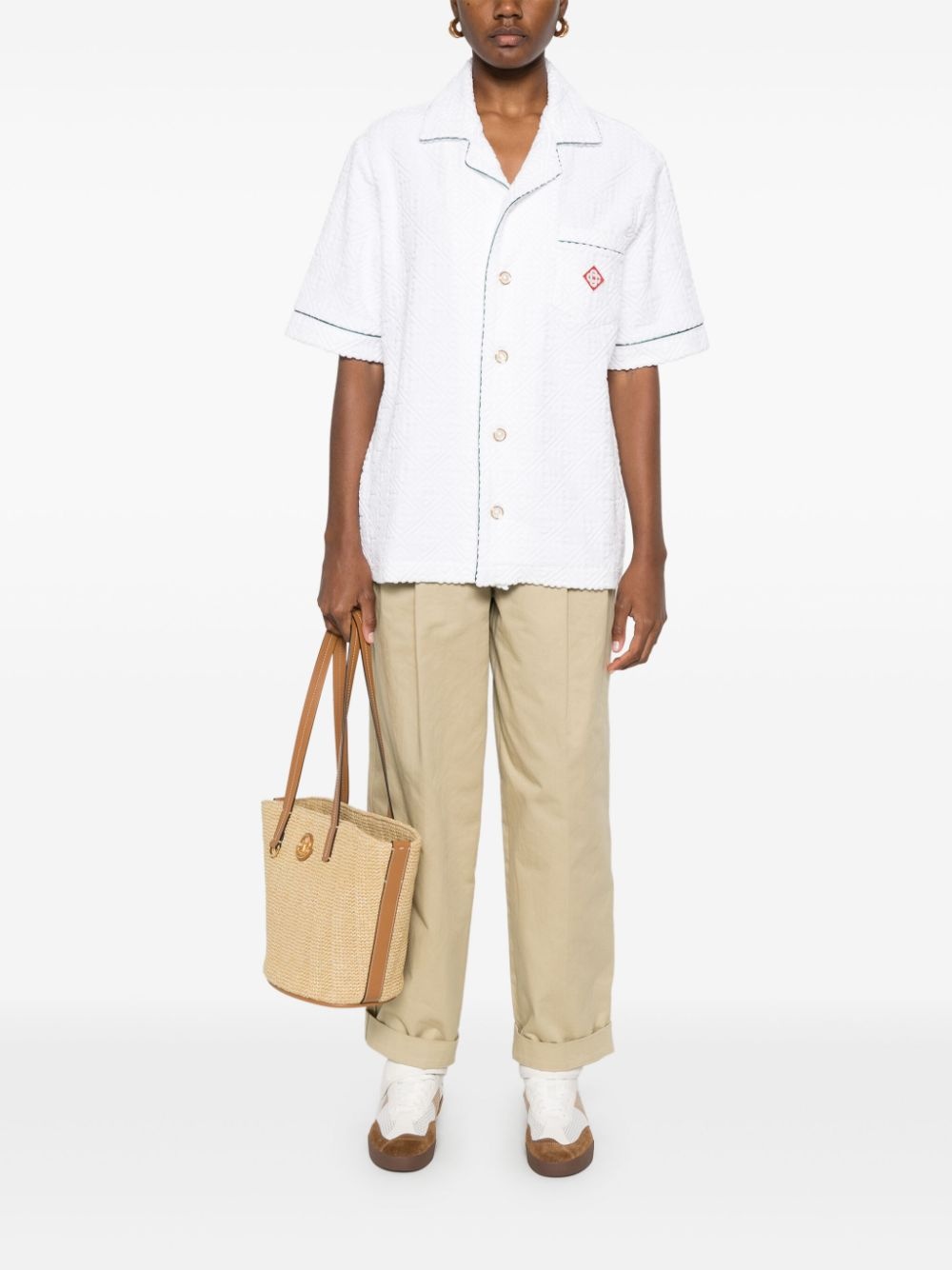 monogram-embossed towelling shirt - 2