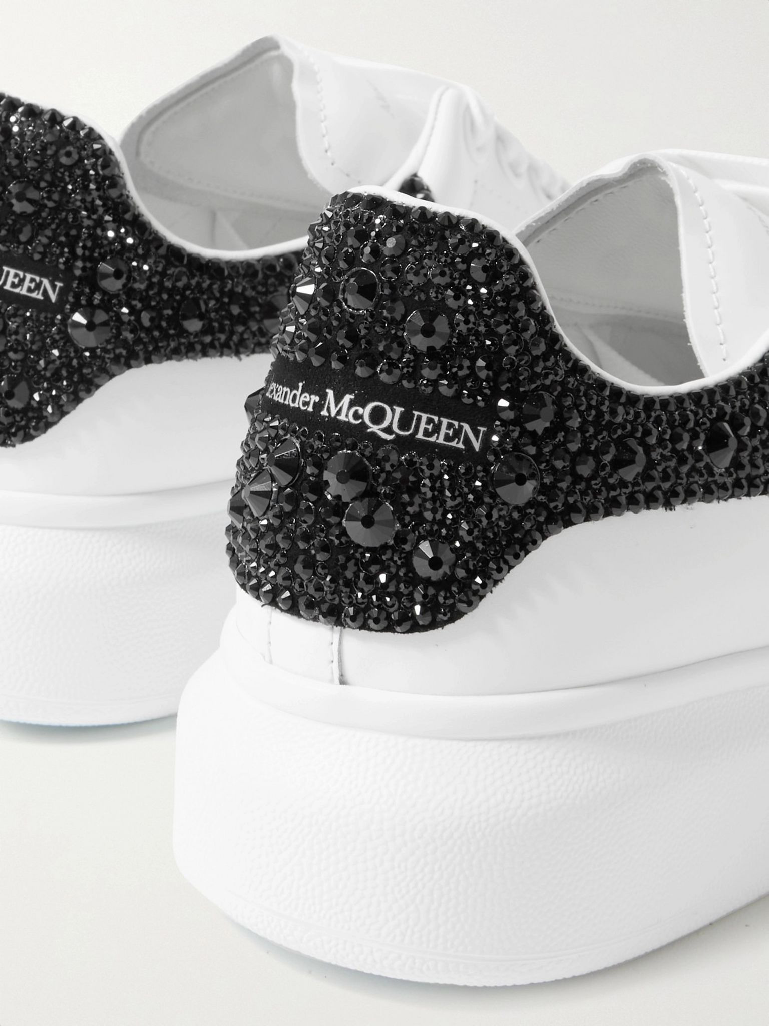 Crystal-embellished leather exaggerated-sole sneakers White - 4