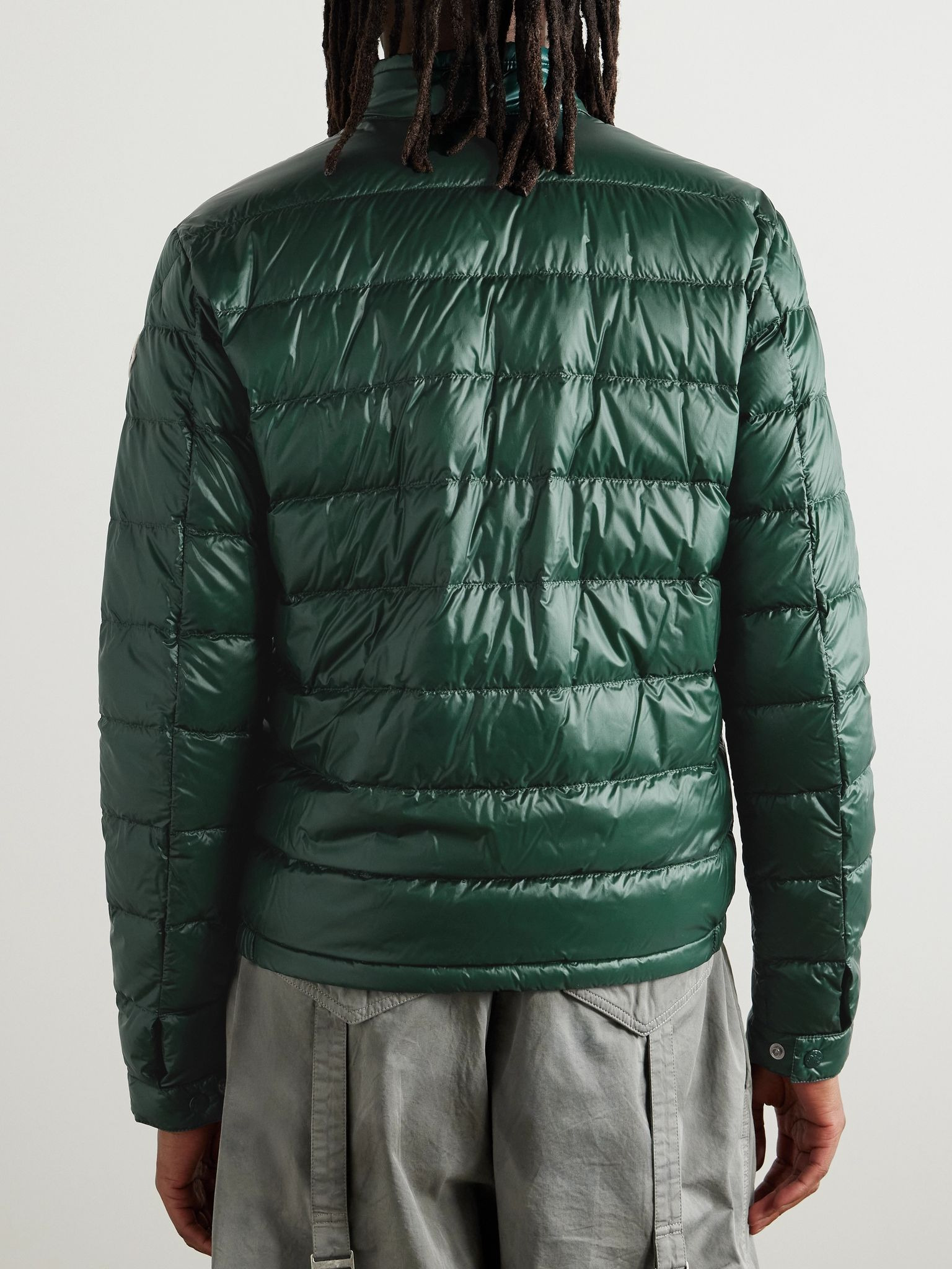 Acorus Logo-Appliquéd Quilted Glossed-Nylon Down Jacket Green - 3