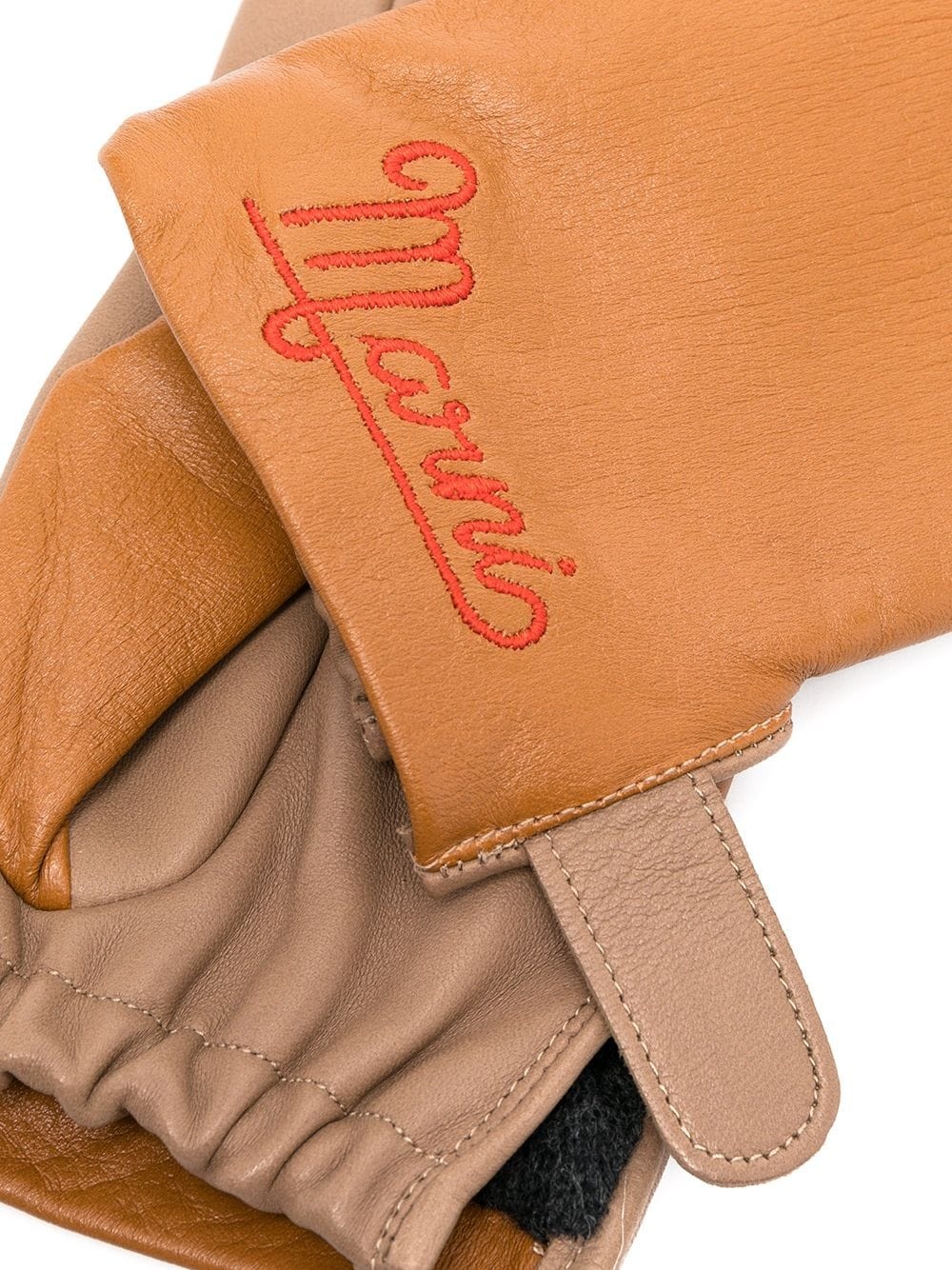 embroidered-logo leather gloves - 2