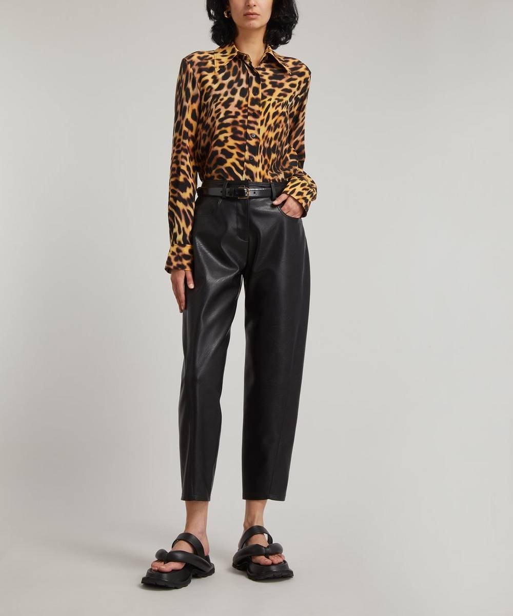 straight-leg faux-leather trousers - 3