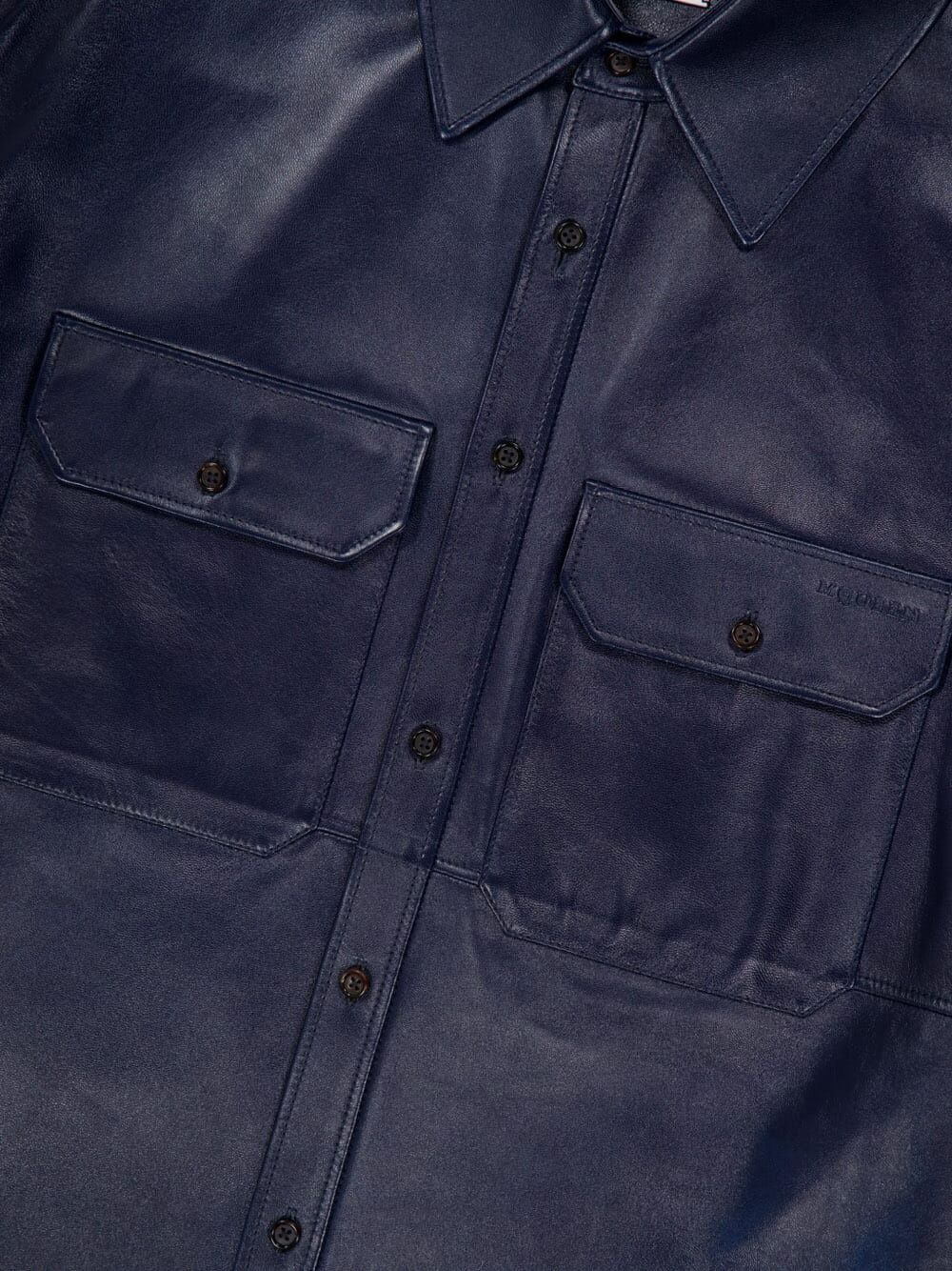 double-pocket leather shirt - 3