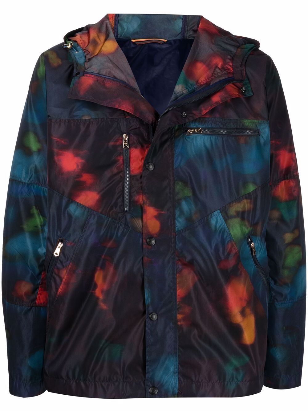 abstract-print hooded jacket - 1