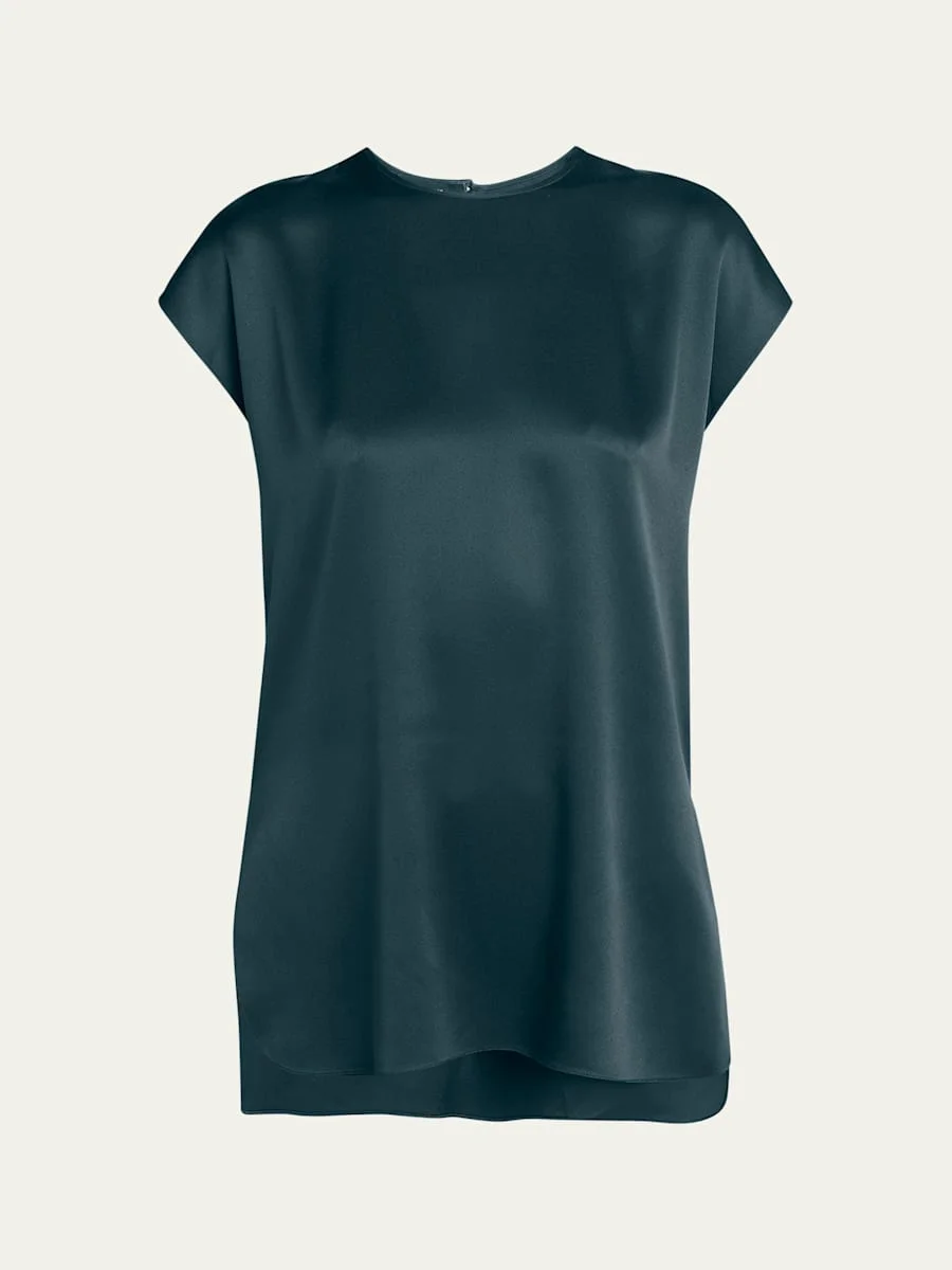 Short Sleeve Silk Blouse - 1