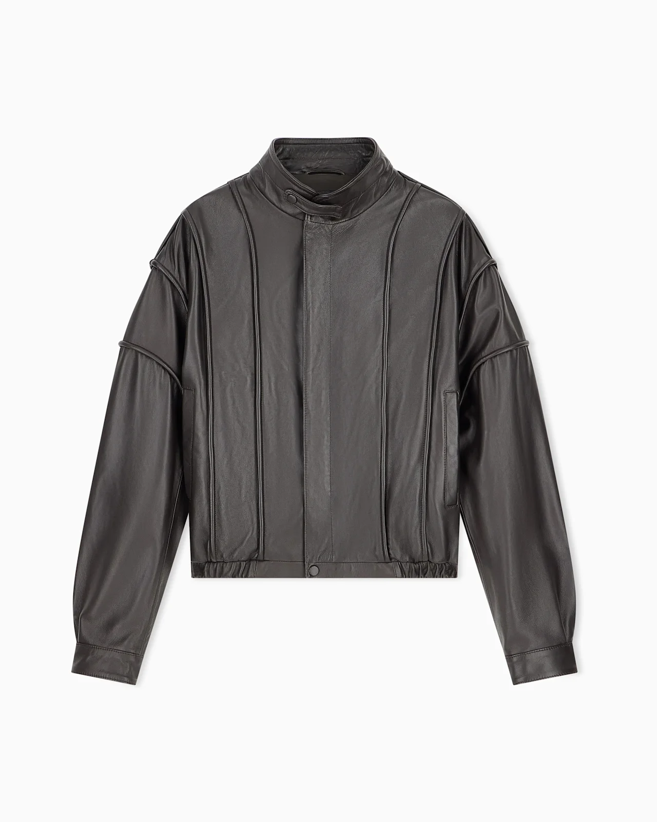 CROPPED NAPPA LEATHER BLOUSON JACKET WITH A STAND COLLAR - 1