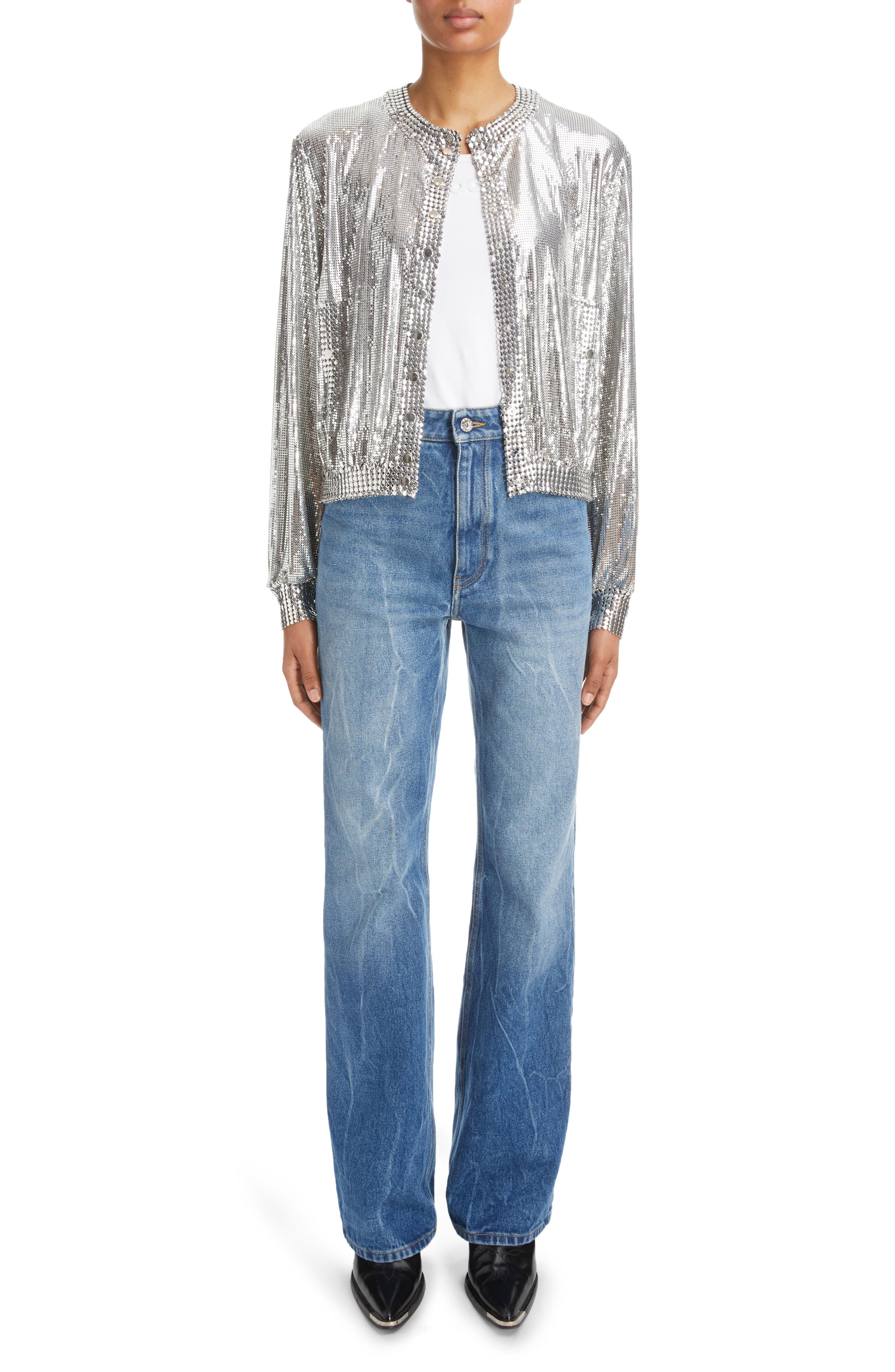 Rabanne Aluminum Cardigan in Silver at Nordstrom - 6