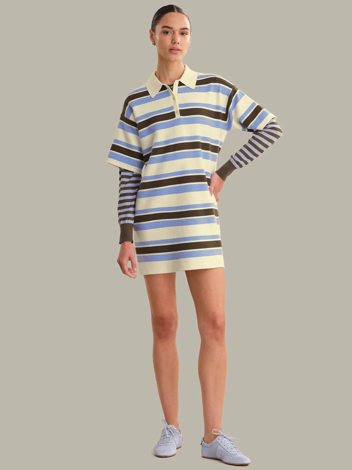 Maisy: Stripe Polo Shirt Dress - 1