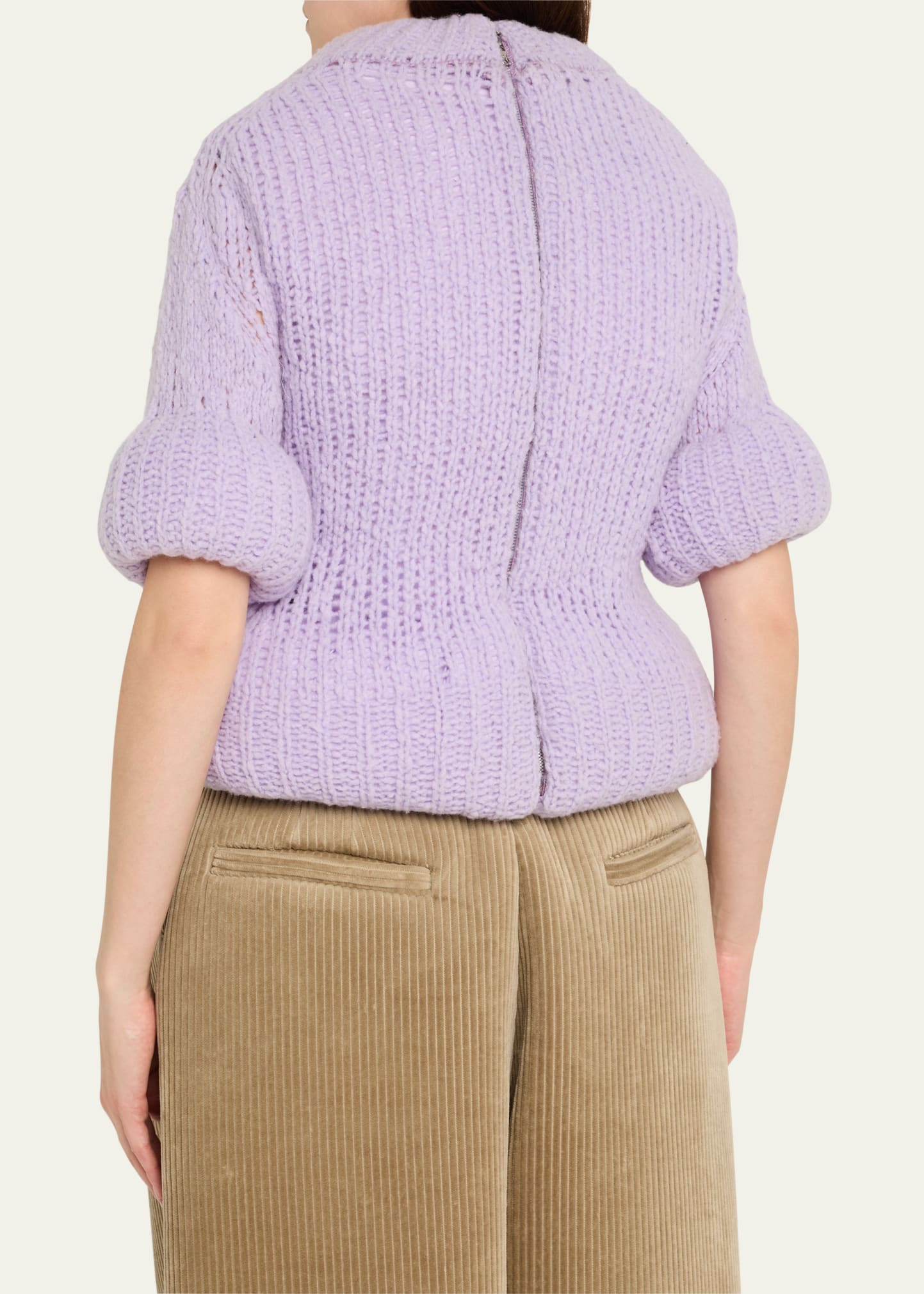 Padded Peplum Short-Sleeve Sweater - 3